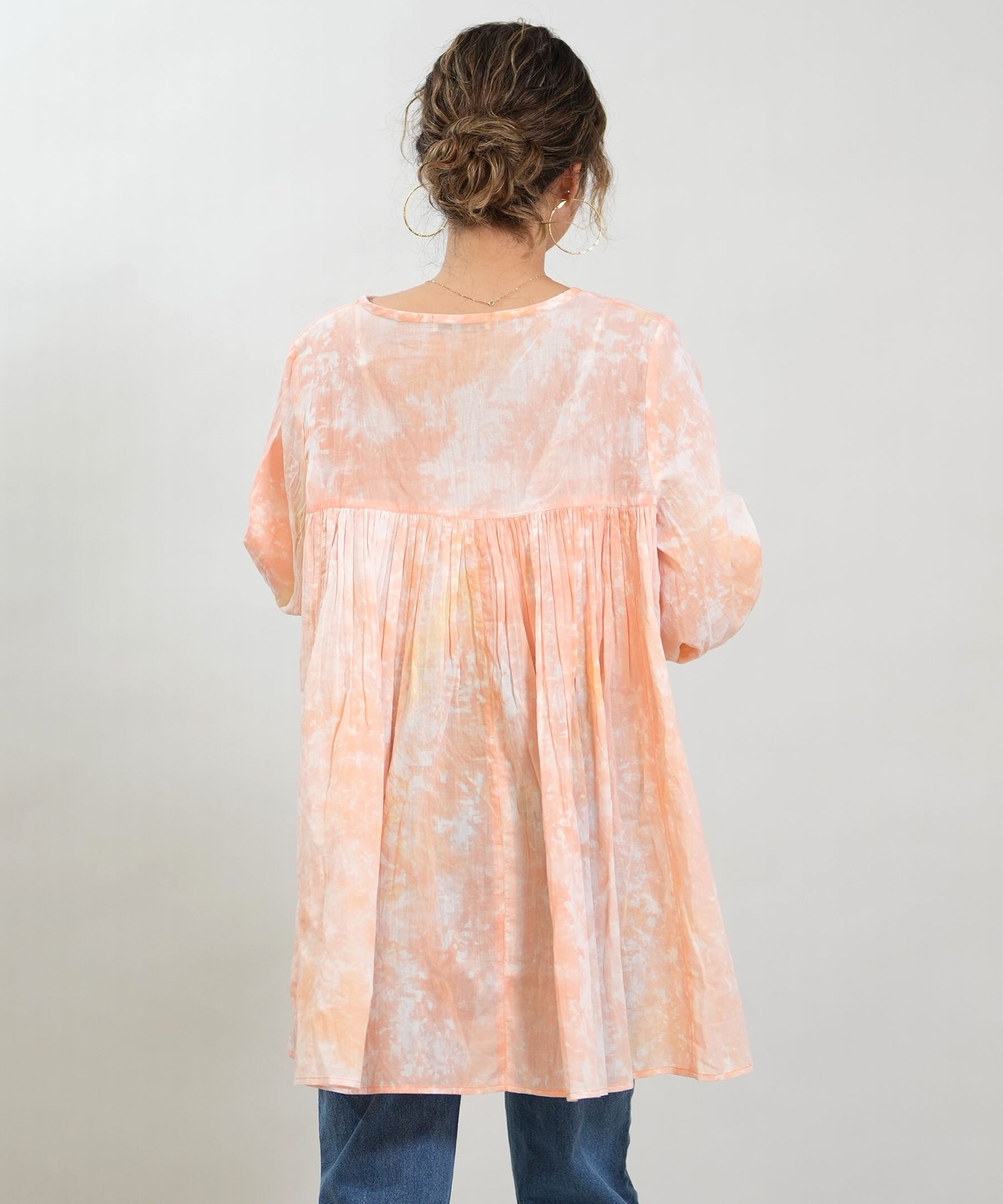 RIKKA FEMME リッカファム ワンピース レディース 長袖 キーネック タイダイ柄 RF6S-1401(BLU-FREE)