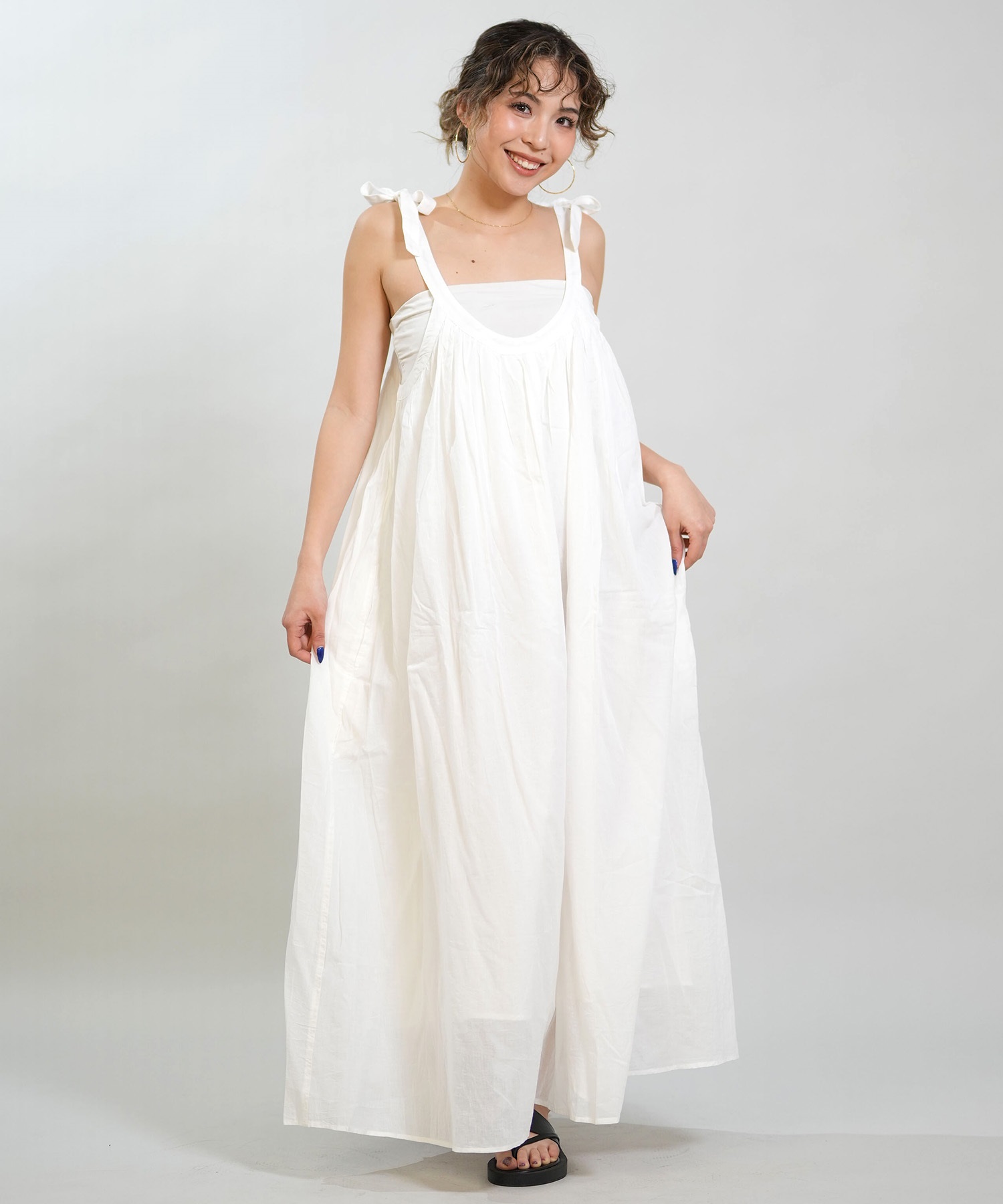 RIKKA FEMME リッカファム ワンピース レディース リボンワンピ ロング丈 RF6S-1402(WHT-FREE)