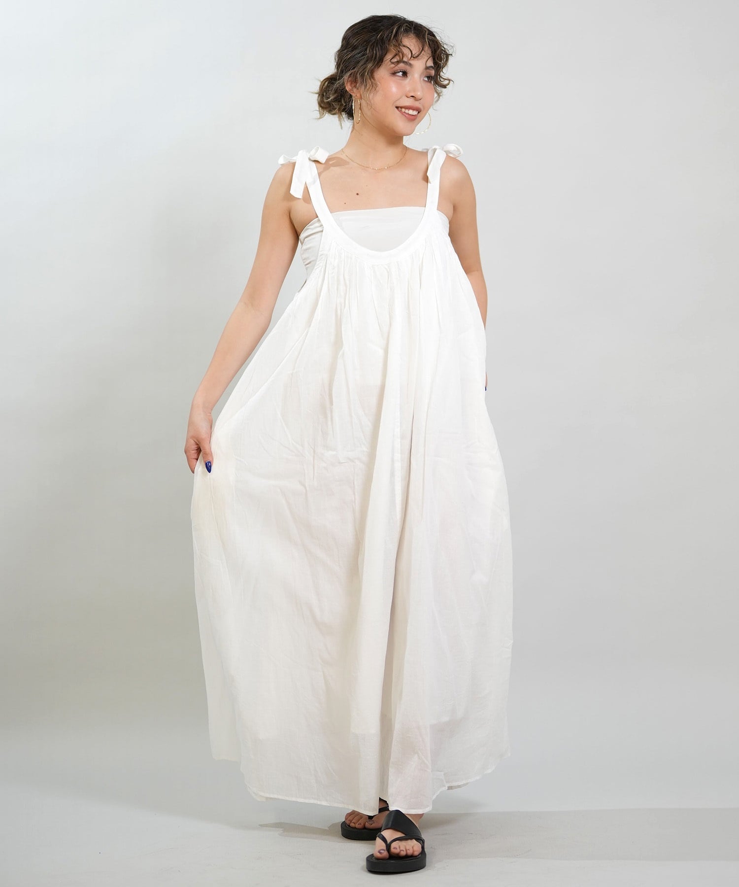 RIKKA FEMME リッカファム ワンピース レディース リボンワンピ ロング丈 RF6S-1402(WHT-FREE)