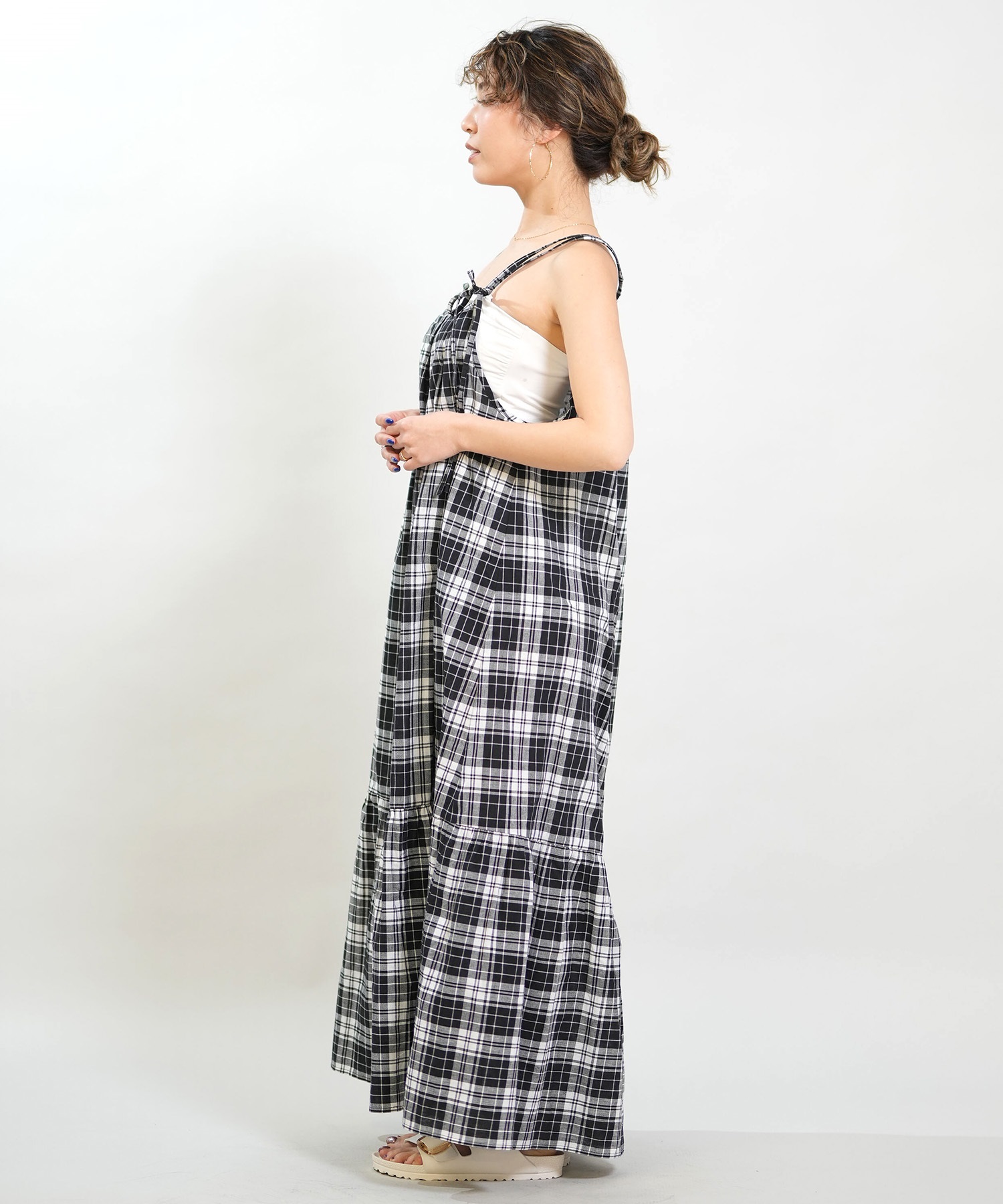 RIKKA FEMME リッカファム ワンピース レディース マドラスチェック ロング丈 RF6S-1403(BLK-FREE)