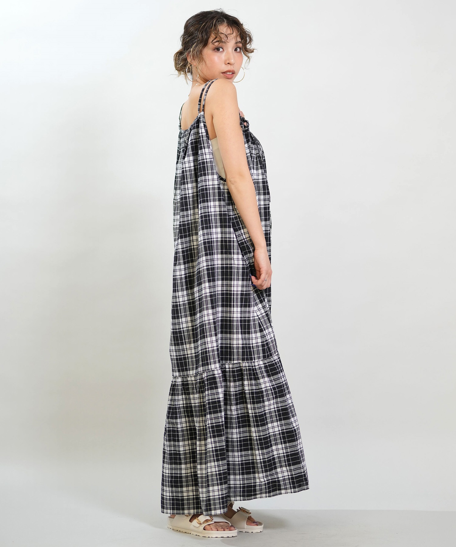 RIKKA FEMME リッカファム ワンピース レディース マドラスチェック ロング丈 RF6S-1403(BLK-FREE)