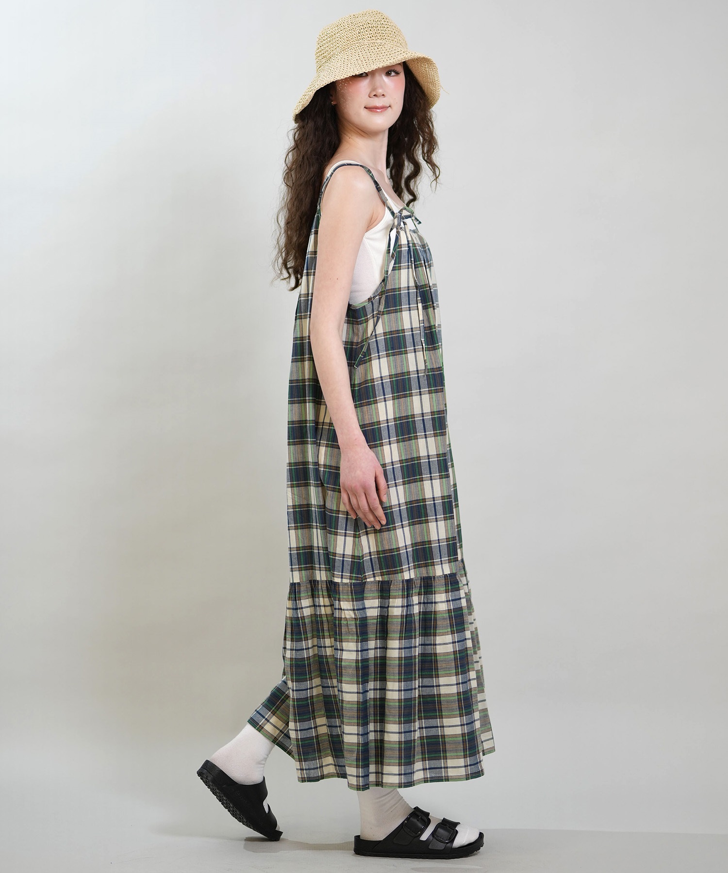 RIKKA FEMME リッカファム ワンピース レディース マドラスチェック ロング丈 RF6S-1403(BLK-FREE)