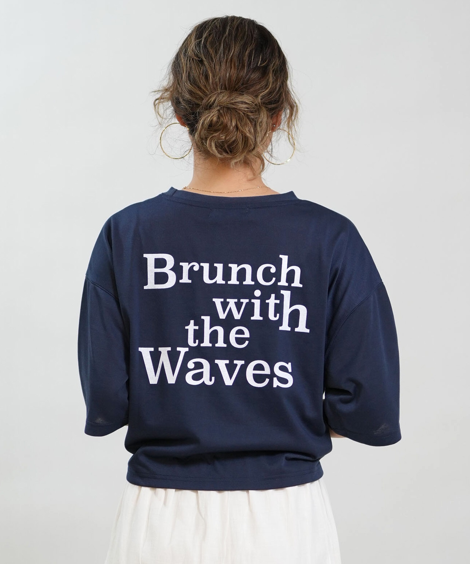 RIKKA FEMME リッカファム 半袖 Tシャツ レディース バックプリント 結びデザイン 吸水速乾 UVカット RF6S-2103(WHT-FREE)