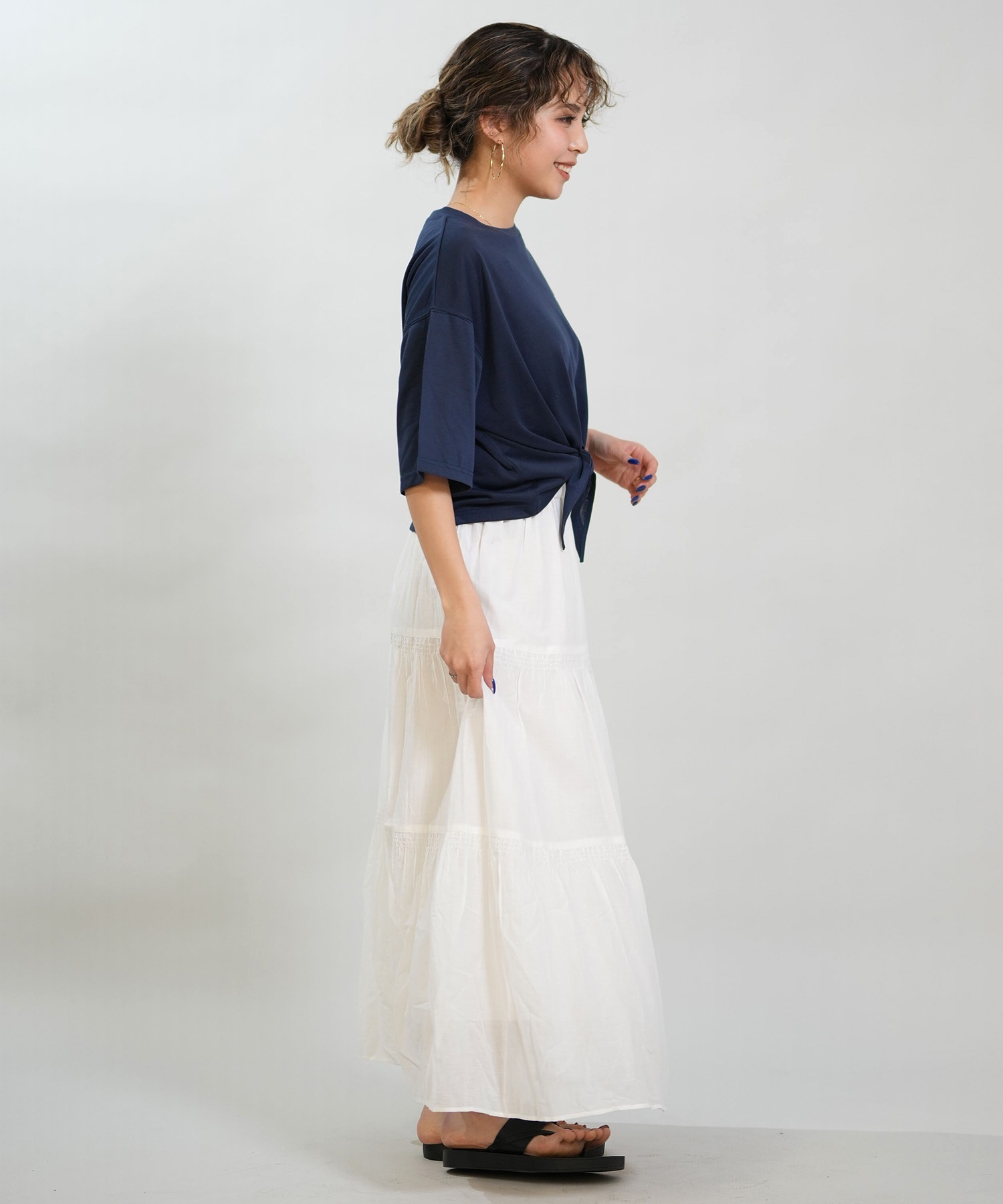 RIKKA FEMME リッカファム 半袖 Tシャツ レディース バックプリント 結びデザイン 吸水速乾 UVカット RF6S-2103(WHT-FREE)