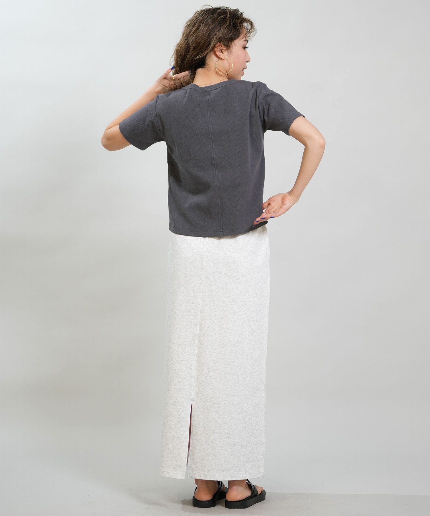 RIKKA FEMME リッカファム 半袖 Tシャツ レディース リブ フロント刺繍 RF6S-2104(WHT-SM)