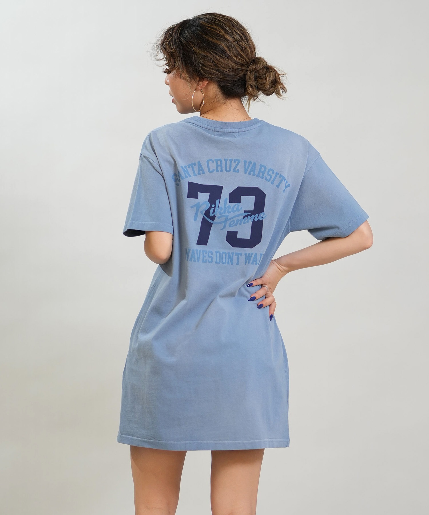 RIKKA FEMME リッカファム 半袖 Tシャツ レディース ワンピース Tシャツワンピ バックプリント RF6S-2105(GRY-FREE)