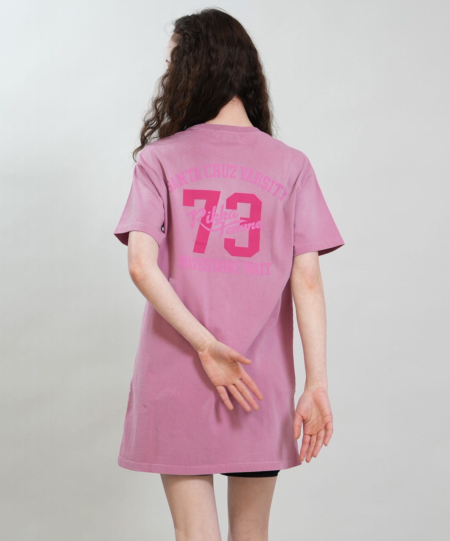 RIKKA FEMME リッカファム 半袖 Tシャツ レディース ワンピース Tシャツワンピ バックプリント RF6S-2105(GRY-FREE)