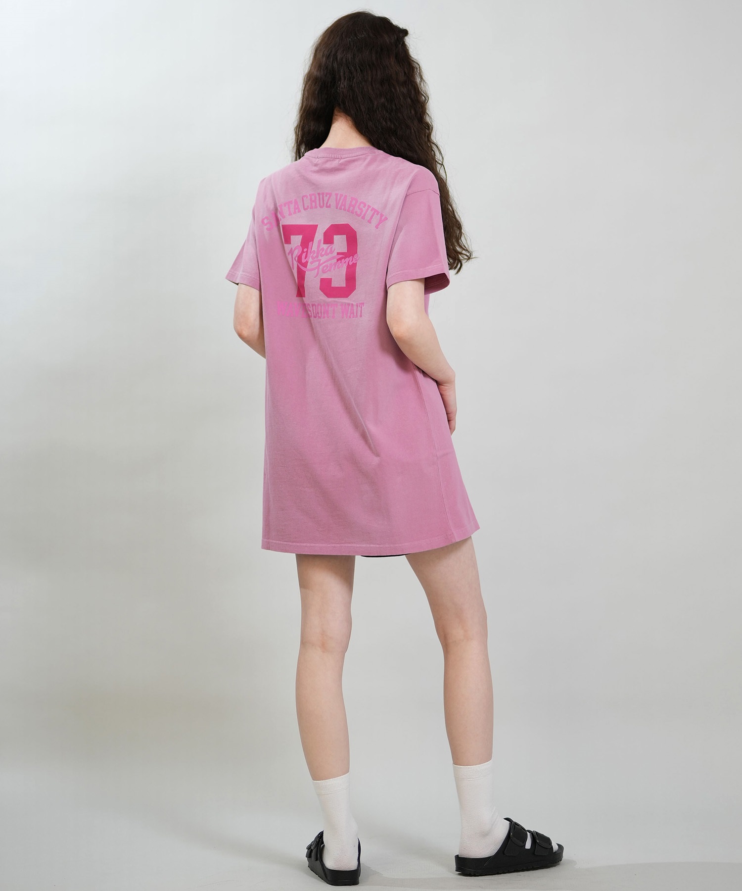 RIKKA FEMME リッカファム 半袖 Tシャツ レディース ワンピース Tシャツワンピ バックプリント RF6S-2105(GRY-FREE)