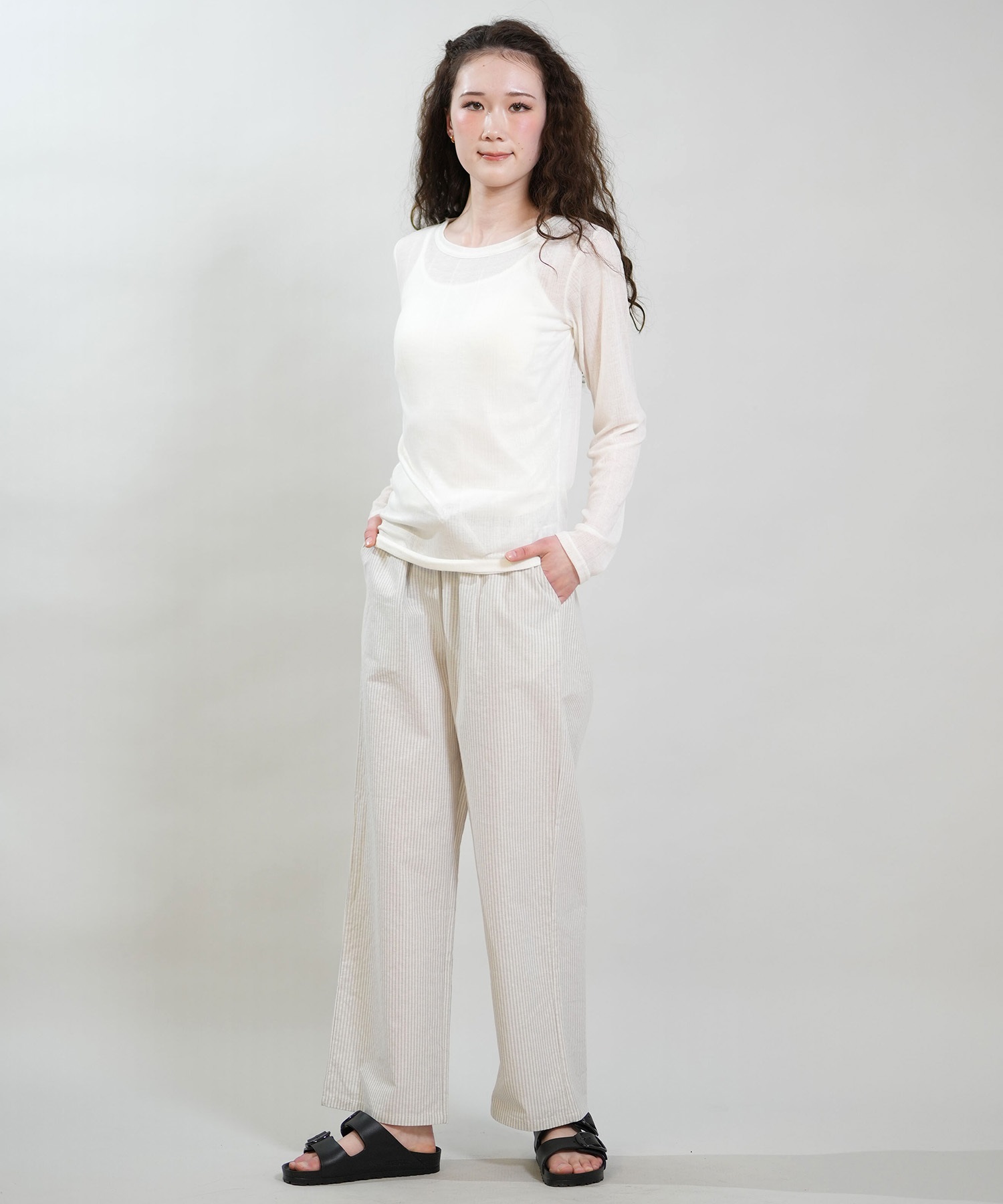 RIKKA FEMME リッカファム 長袖 Tシャツ ロンT レディース シアートップス RF6S-2201(WHT-FREE)