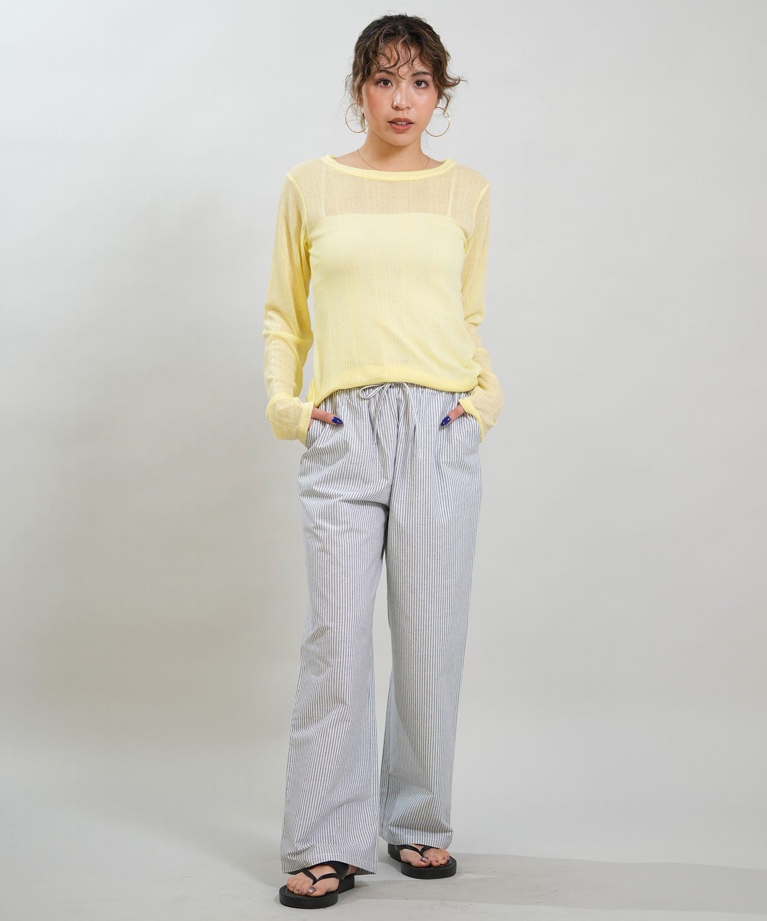 RIKKA FEMME リッカファム 長袖 Tシャツ ロンT レディース シアートップス RF6S-2201(WHT-FREE)