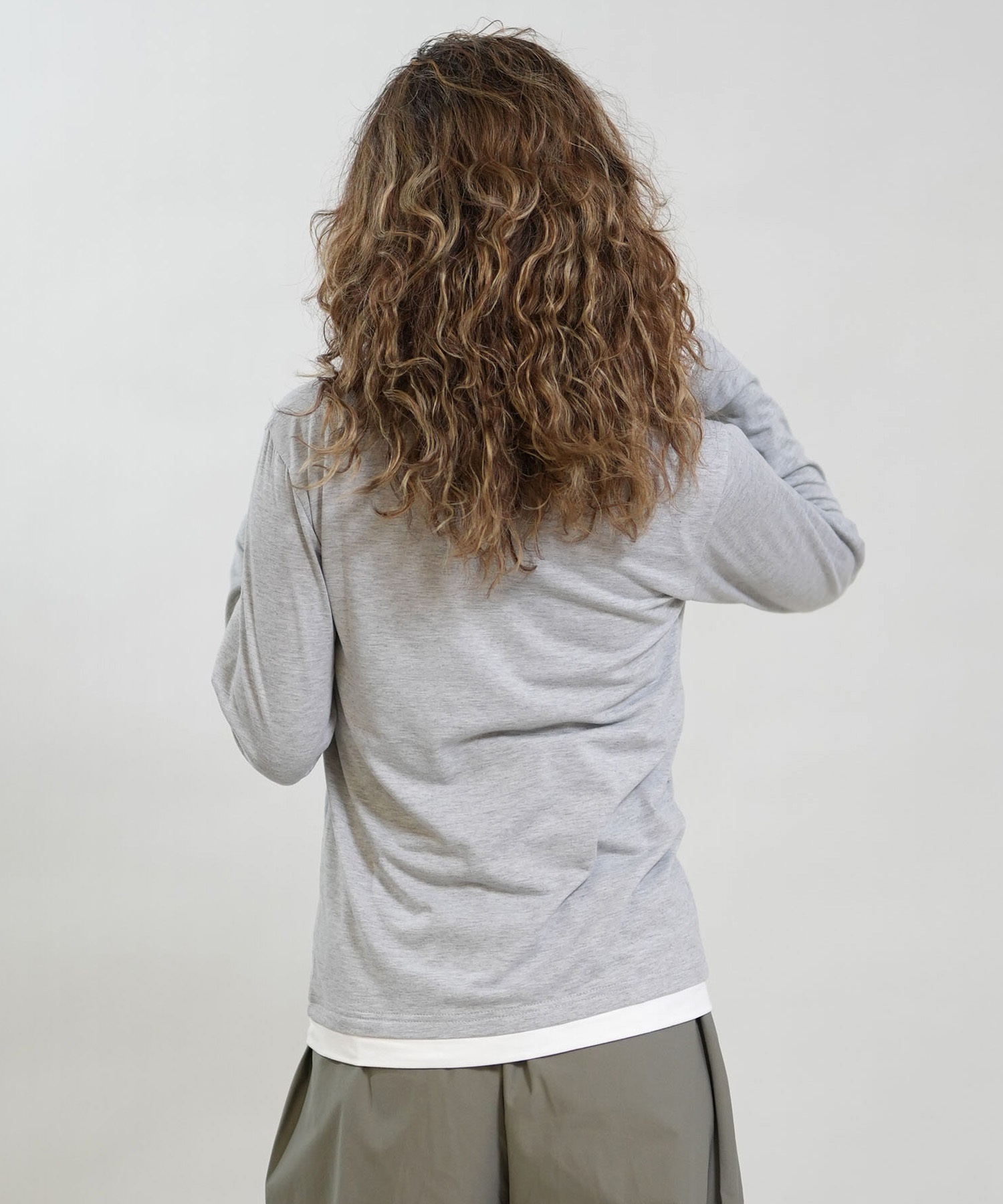 RIKKA FEMME リッカファム 長袖 Tシャツ ロンT レディース 重ね着風 UVカット 接触冷感 RF6S-2202(GRY-SM)