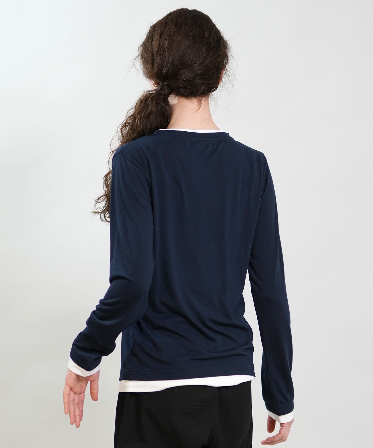 RIKKA FEMME リッカファム 長袖 Tシャツ ロンT レディース 重ね着風 UVカット 接触冷感 RF6S-2202(GRY-SM)