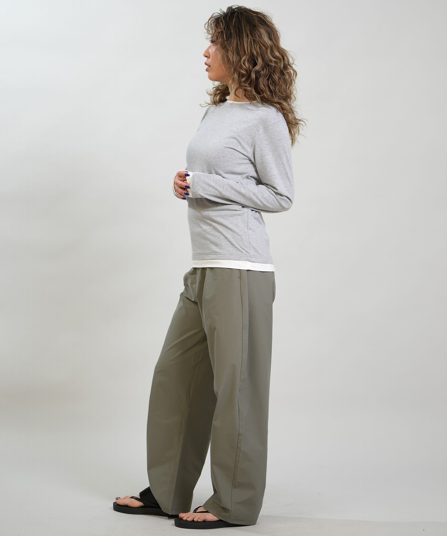 RIKKA FEMME リッカファム 長袖 Tシャツ ロンT レディース 重ね着風 UVカット 接触冷感 RF6S-2202(GRY-SM)