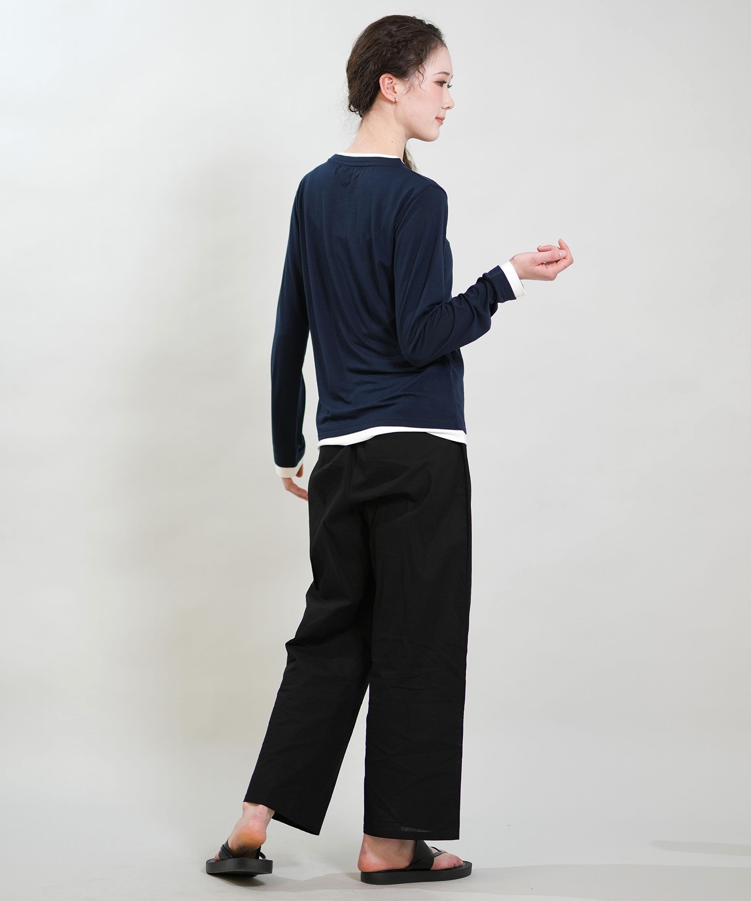 RIKKA FEMME リッカファム 長袖 Tシャツ ロンT レディース 重ね着風 UVカット 接触冷感 RF6S-2202(GRY-SM)