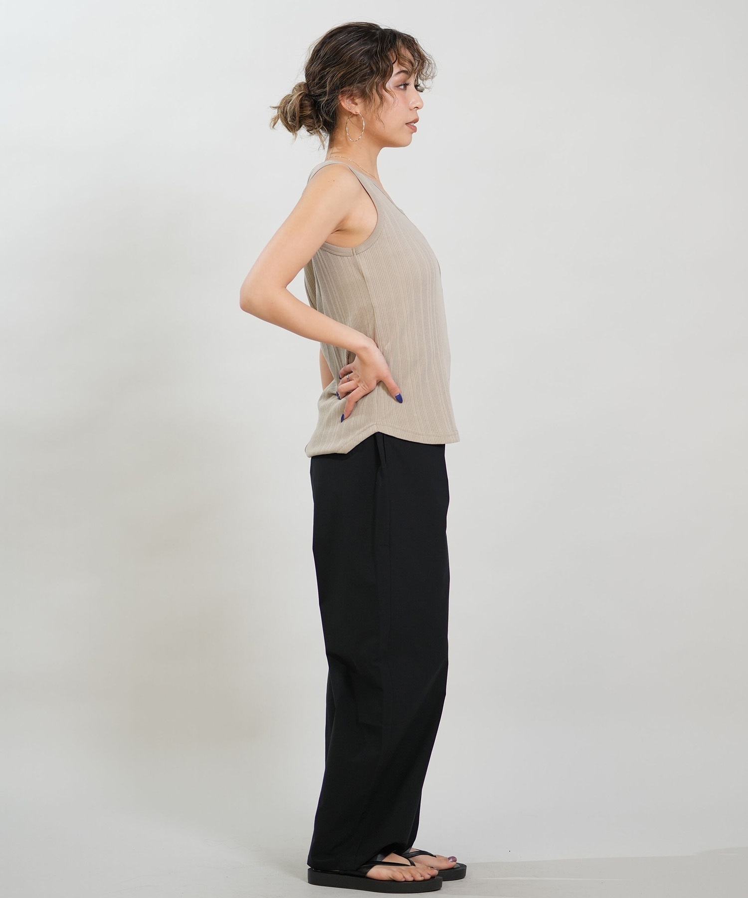 RIKKA FEMME リッカファム タンクトップ レディース リブ 切り替え RF6S-2302(BEG-FREE)