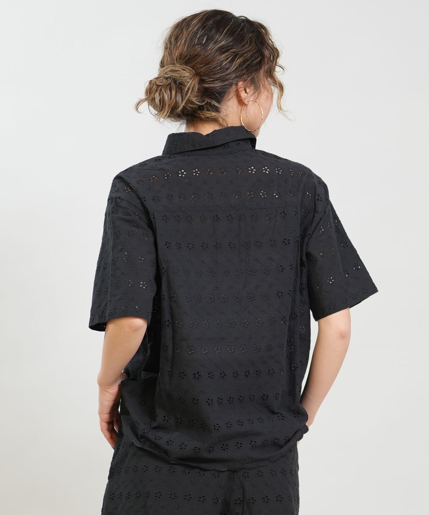 RIKKA FEMME リッカファム 半袖 シャツ レディース レース刺繍 セットアップ対応 RF6S-2401(WHT-FREE)