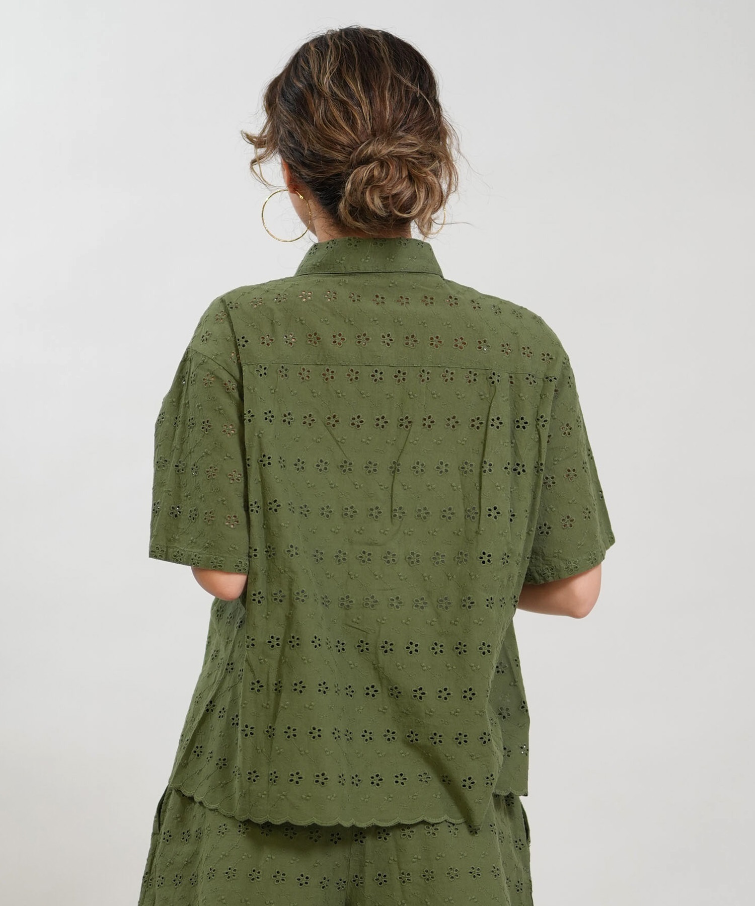 RIKKA FEMME リッカファム 半袖 シャツ レディース レース刺繍 セットアップ対応 RF6S-2401(WHT-FREE)