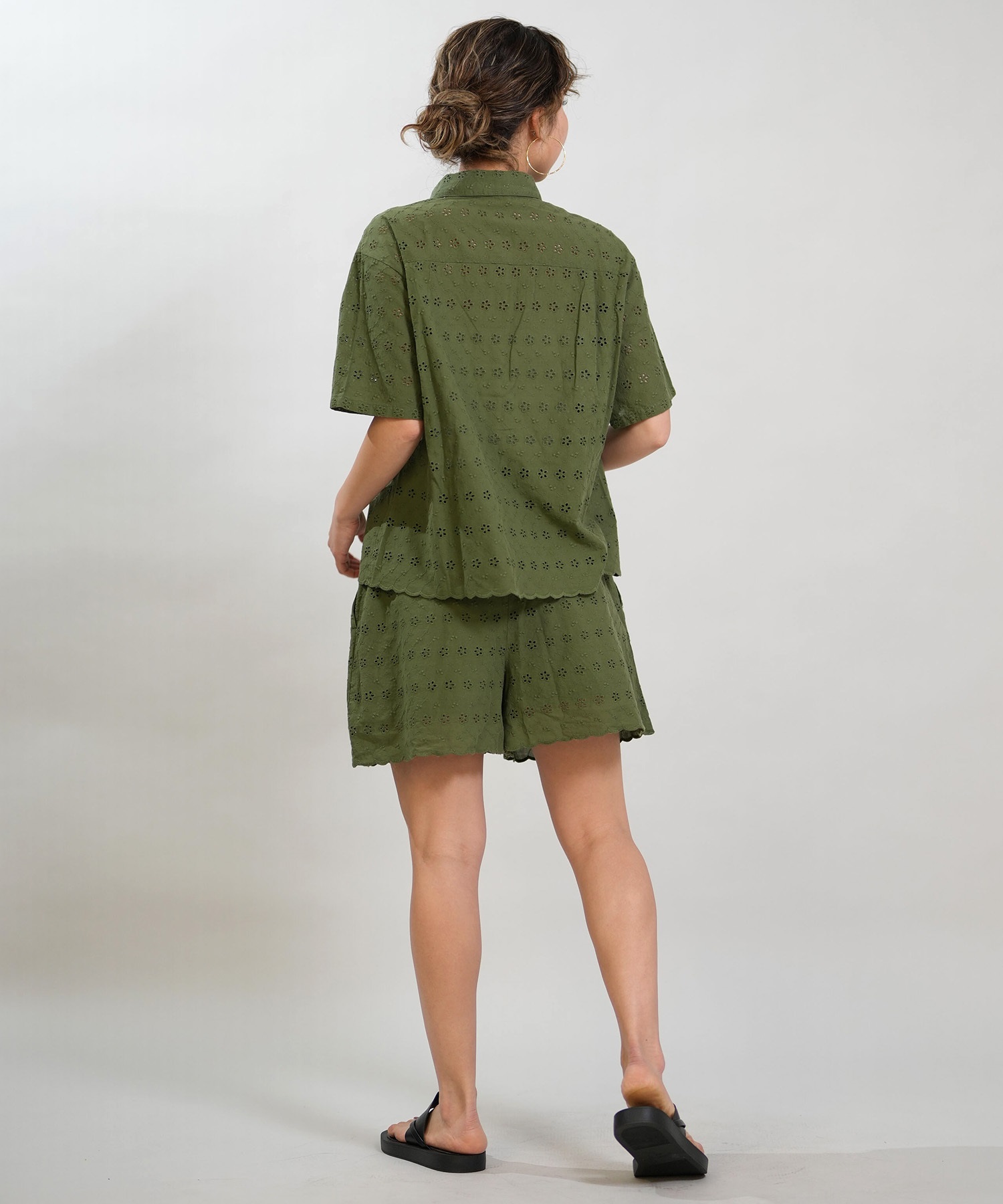 RIKKA FEMME リッカファム 半袖 シャツ レディース レース刺繍 セットアップ対応 RF6S-2401(WHT-FREE)