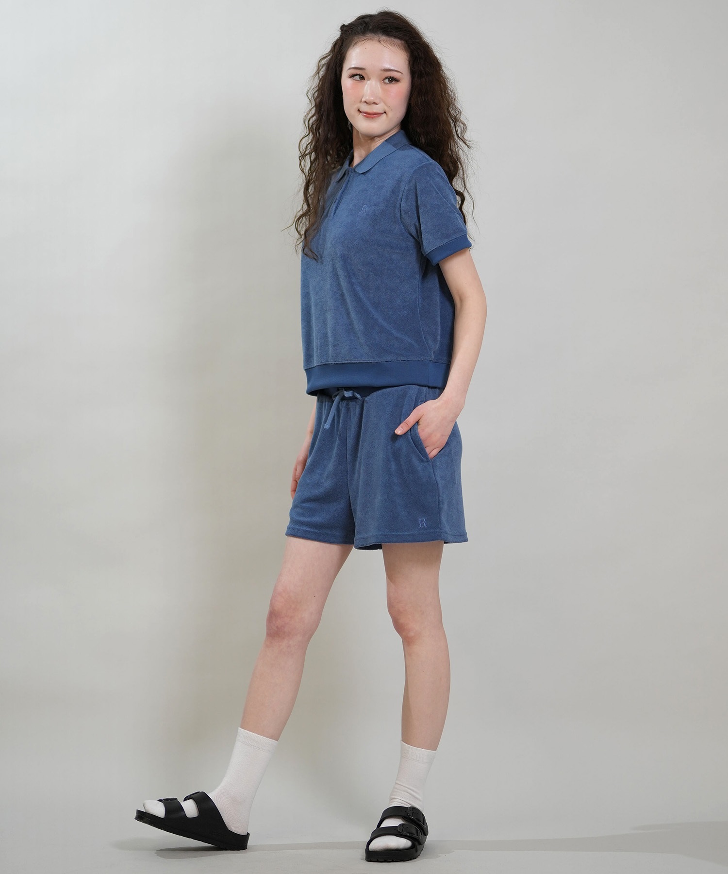 RIKKA FEMME リッカファム 半袖 ポロシャツ レディース パイル生地 吸水速乾 UVカット セットアップ対応 RF6S-2501(GRY-FREE)