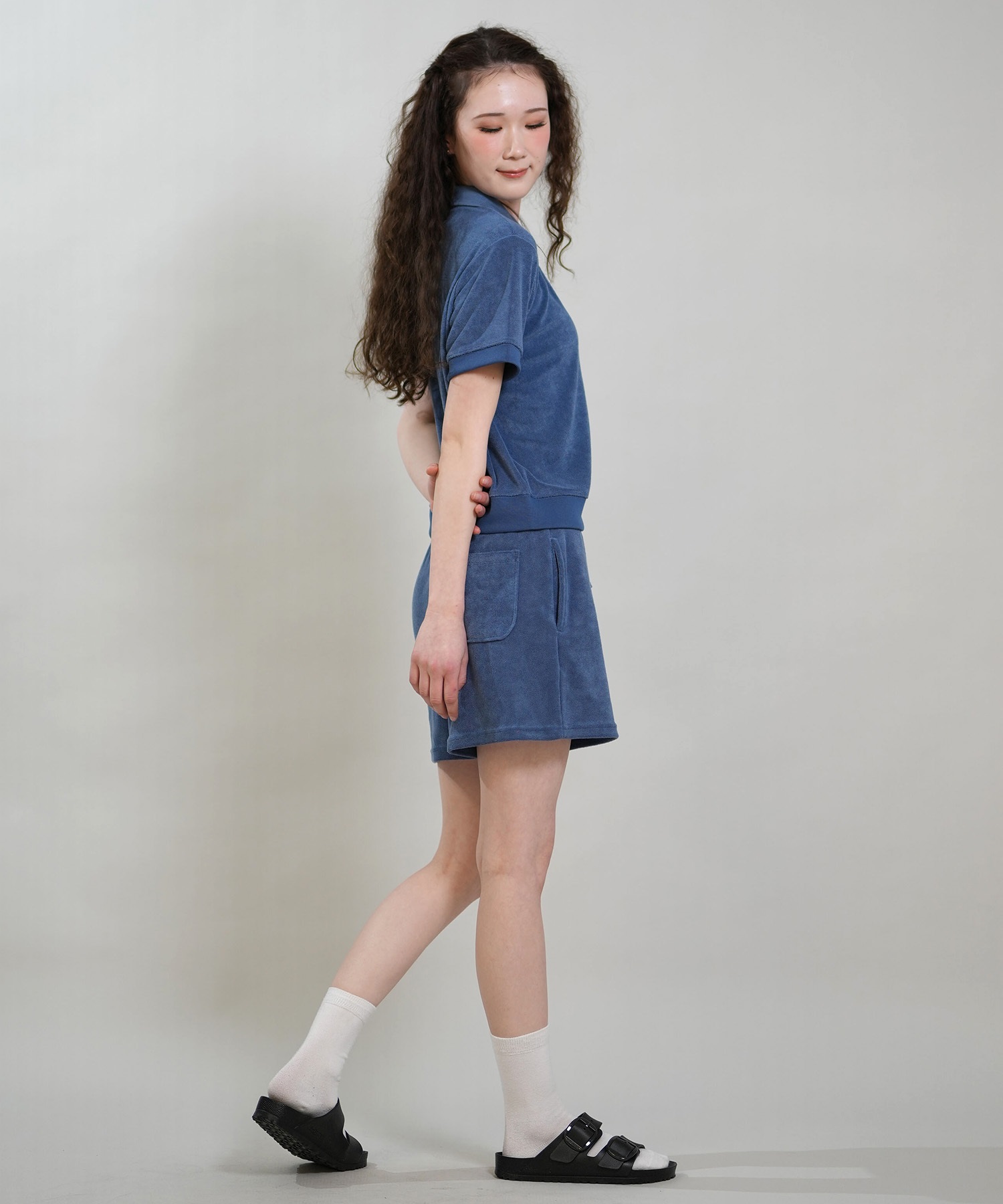 RIKKA FEMME リッカファム 半袖 ポロシャツ レディース パイル生地 吸水速乾 UVカット セットアップ対応 RF6S-2501(GRY-FREE)