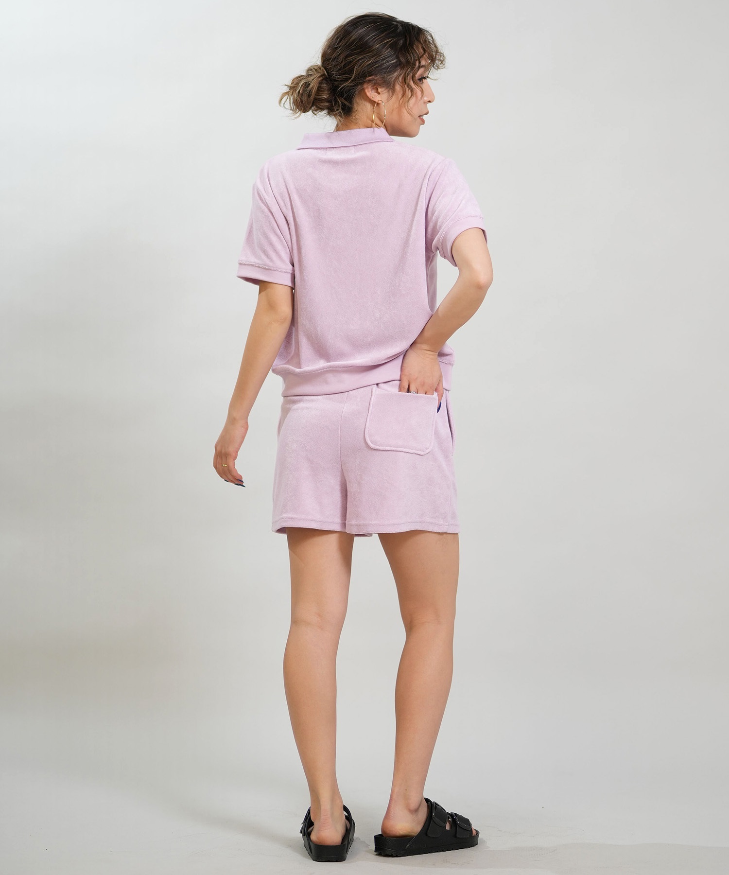 RIKKA FEMME リッカファム 半袖 ポロシャツ レディース パイル生地 吸水速乾 UVカット セットアップ対応 RF6S-2501(GRY-FREE)