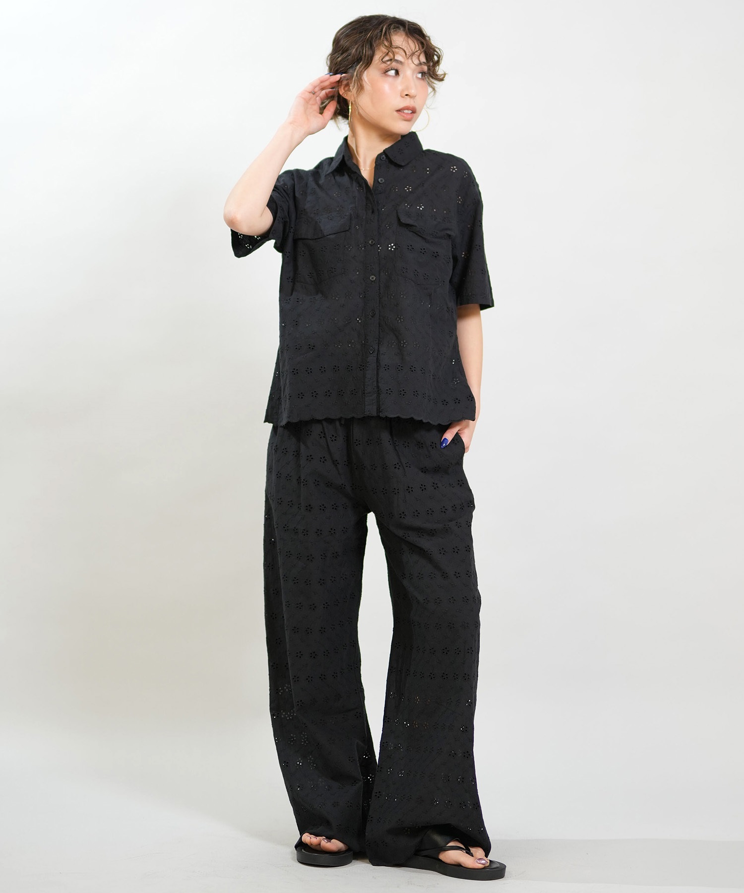 RIKKA FEMME リッカファム ロングパンツ レディース レース刺繍 セットアップ対応 RF6S-3101(WHT-FREE)