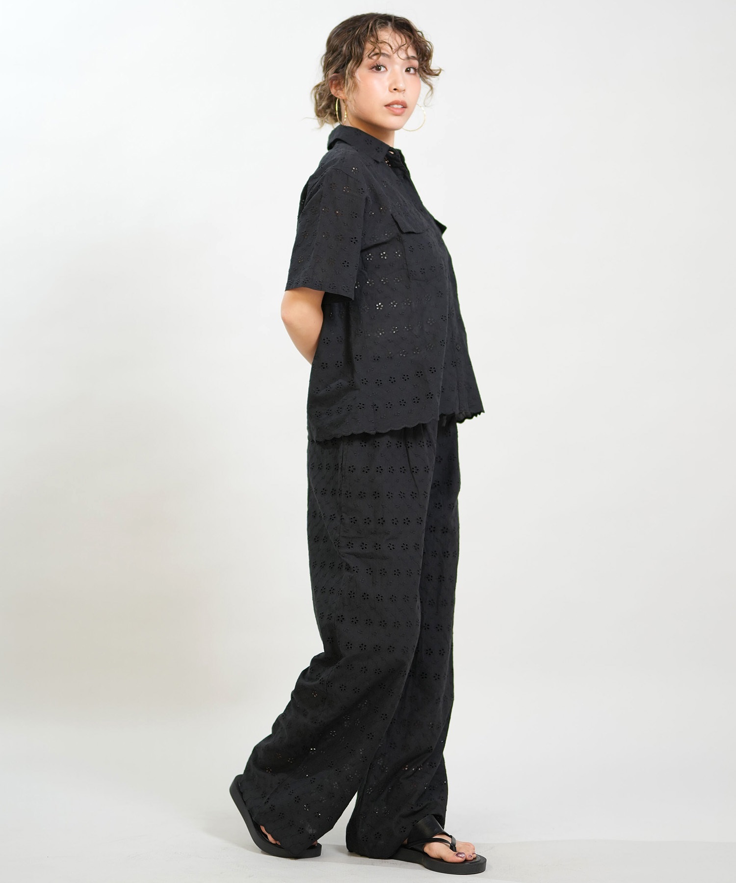 RIKKA FEMME リッカファム ロングパンツ レディース レース刺繍 セットアップ対応 RF6S-3101(WHT-FREE)