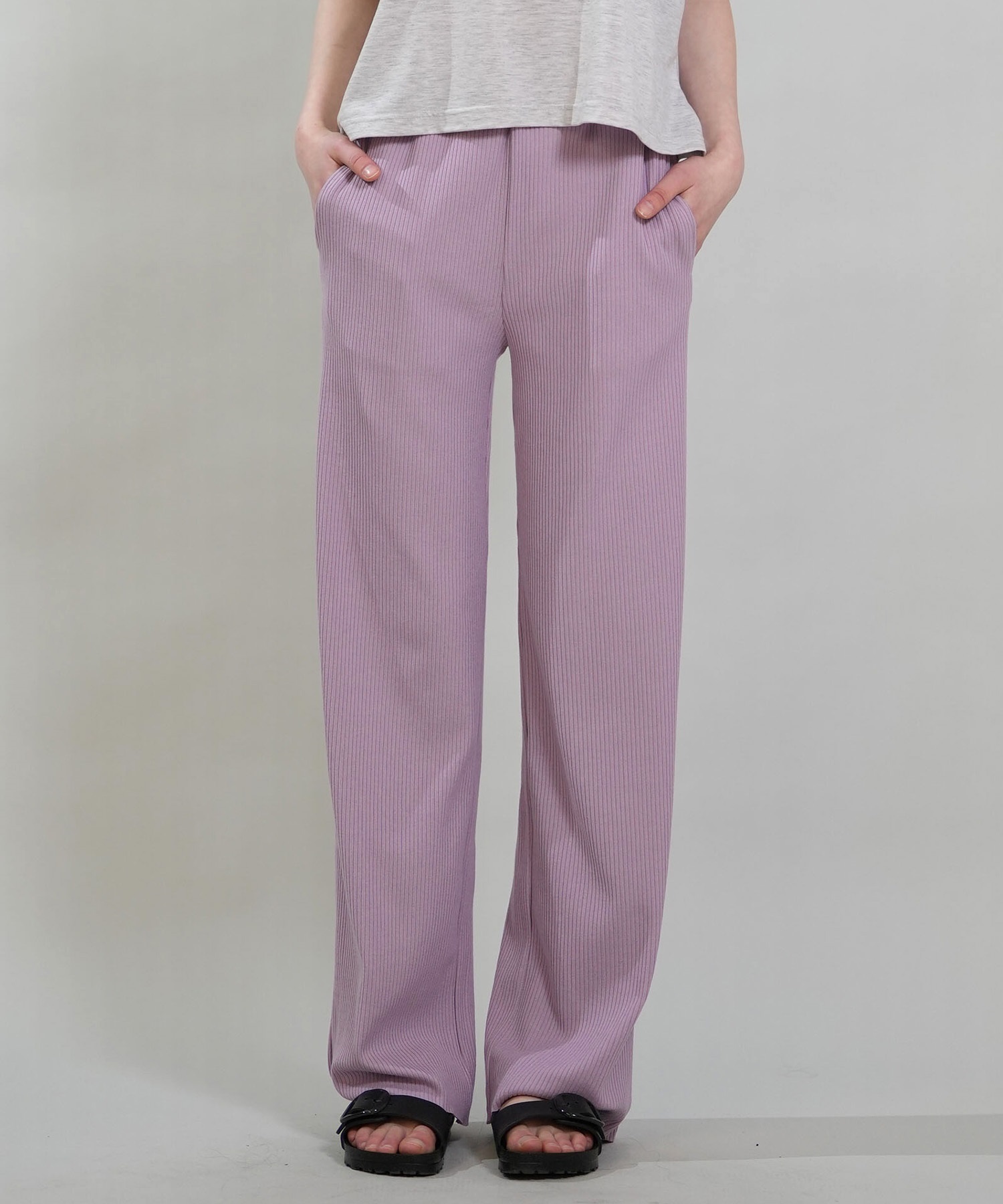 RIKKA FEMME リッカファム ロングパンツ レディース リブパンツ フレア RF6S-3105(BLK-FREE)