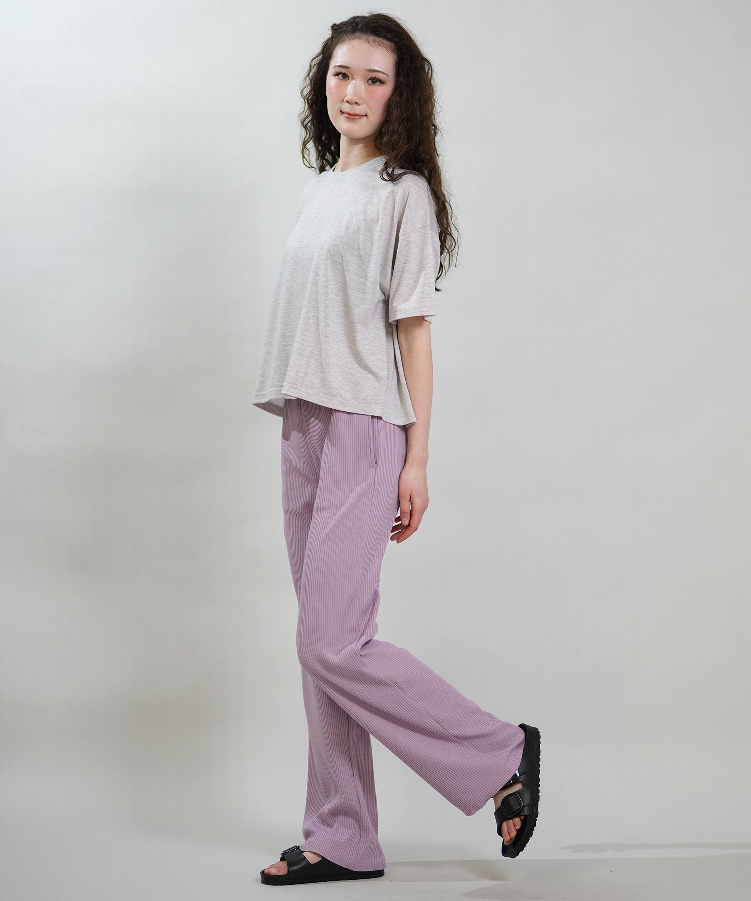 RIKKA FEMME リッカファム ロングパンツ レディース リブパンツ フレア RF6S-3105(BLK-FREE)