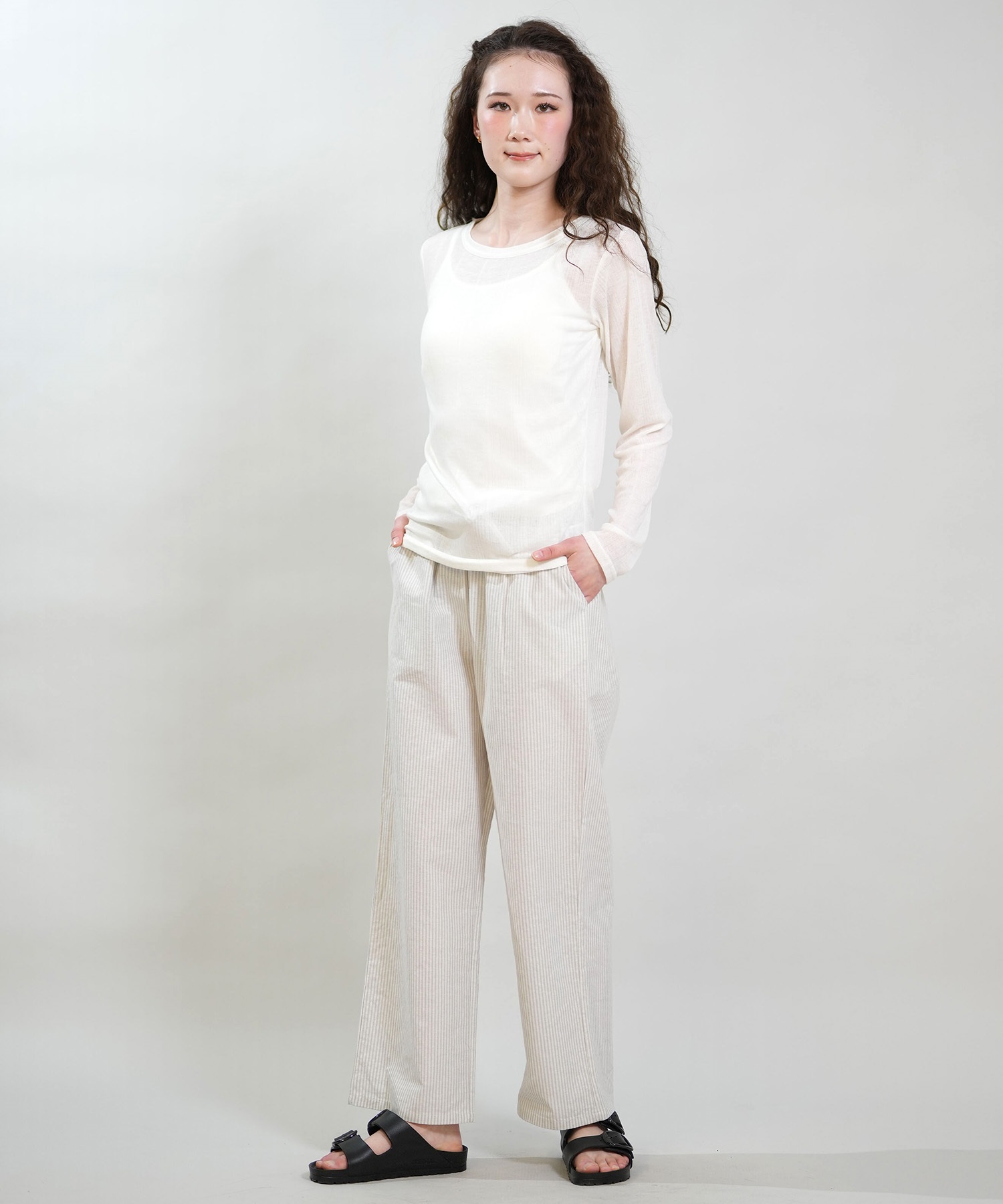 RIKKA FEMME リッカファム ロングパンツ レディース イージーパンツ RF6S-3102(WT/GY-FREE)