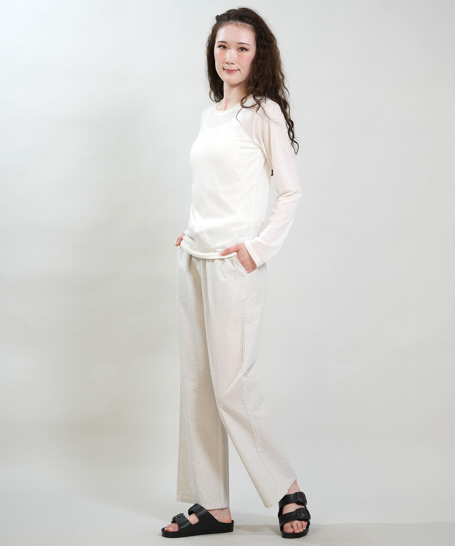 RIKKA FEMME リッカファム ロングパンツ レディース イージーパンツ RF6S-3102(WT/GY-FREE)