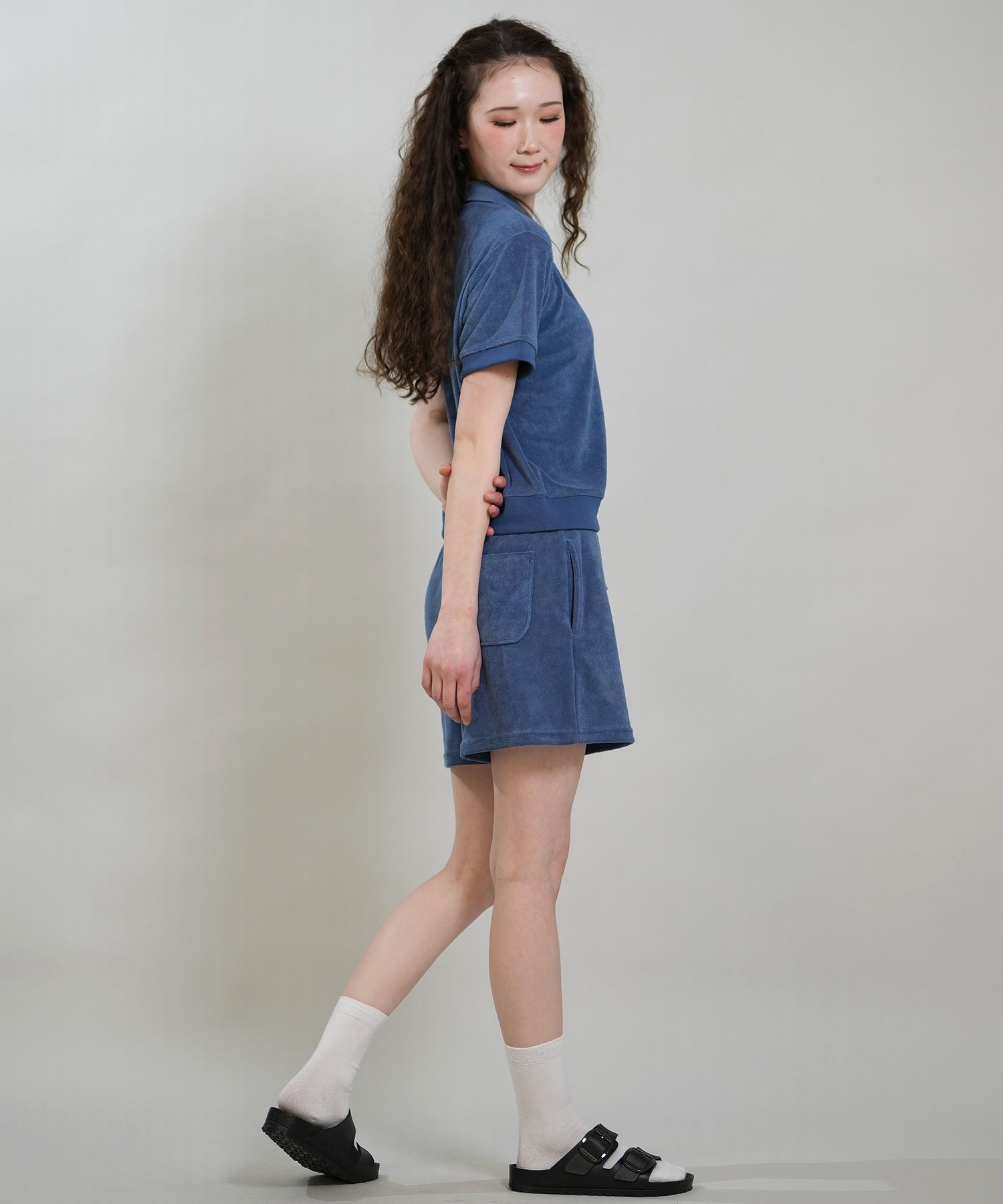 RIKKA FEMME リッカファム ハーフパンツ ショートパンツ レディース パイルショーツ セットアップ対応 RF6S-3304(BLU-FREE)