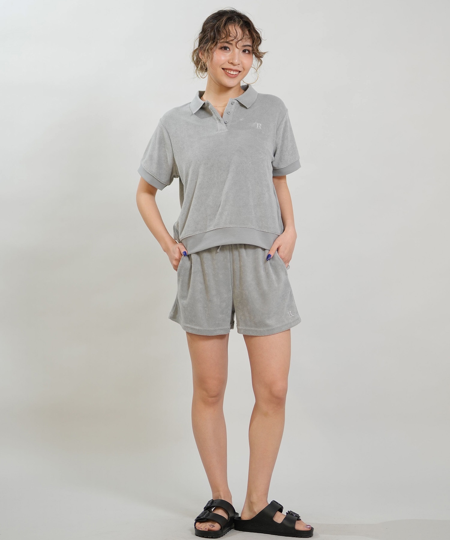 RIKKA FEMME リッカファム ハーフパンツ ショートパンツ レディース パイルショーツ セットアップ対応 RF6S-3304(BLU-FREE)