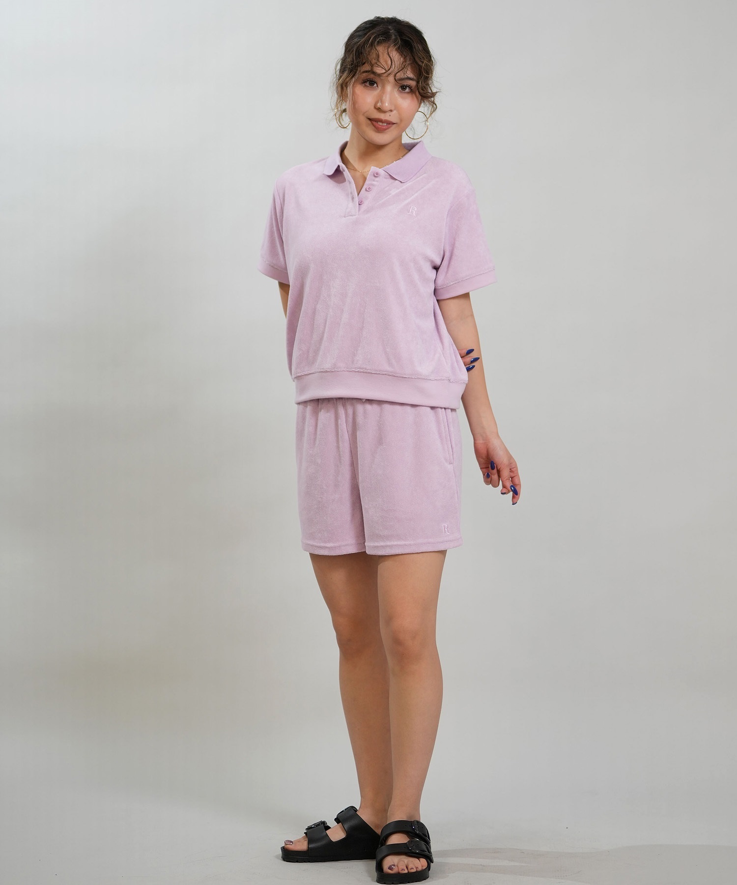 RIKKA FEMME リッカファム ハーフパンツ ショートパンツ レディース パイルショーツ セットアップ対応 RF6S-3304(BLU-FREE)