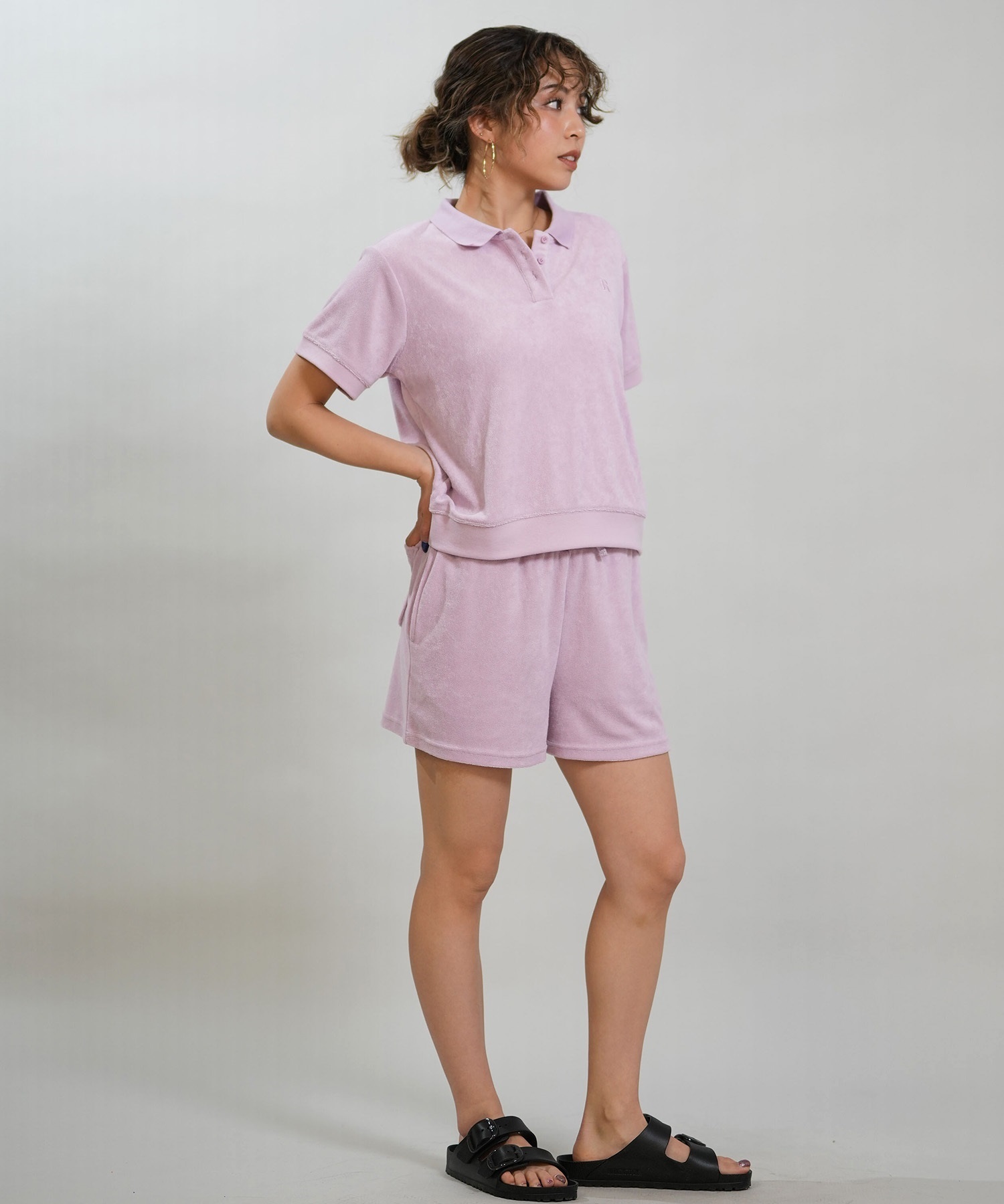 RIKKA FEMME リッカファム ハーフパンツ ショートパンツ レディース パイルショーツ セットアップ対応 RF6S-3304(BLU-FREE)