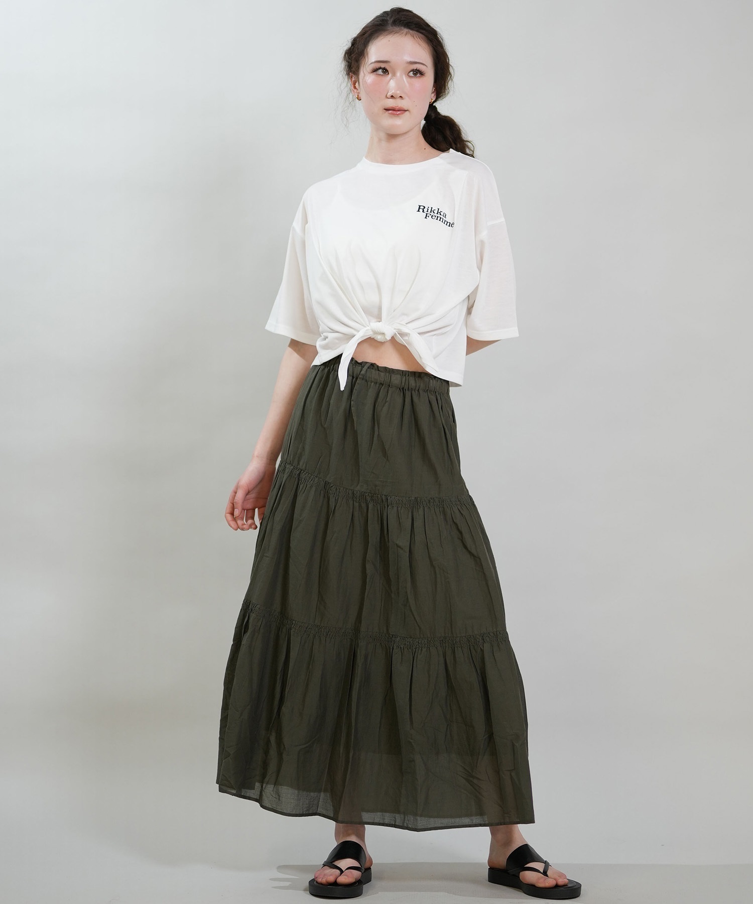 RIKKA FEMME リッカファム スカート レディース ロングスカート ティアードスカート RF6S-3501(KHA-FREE)