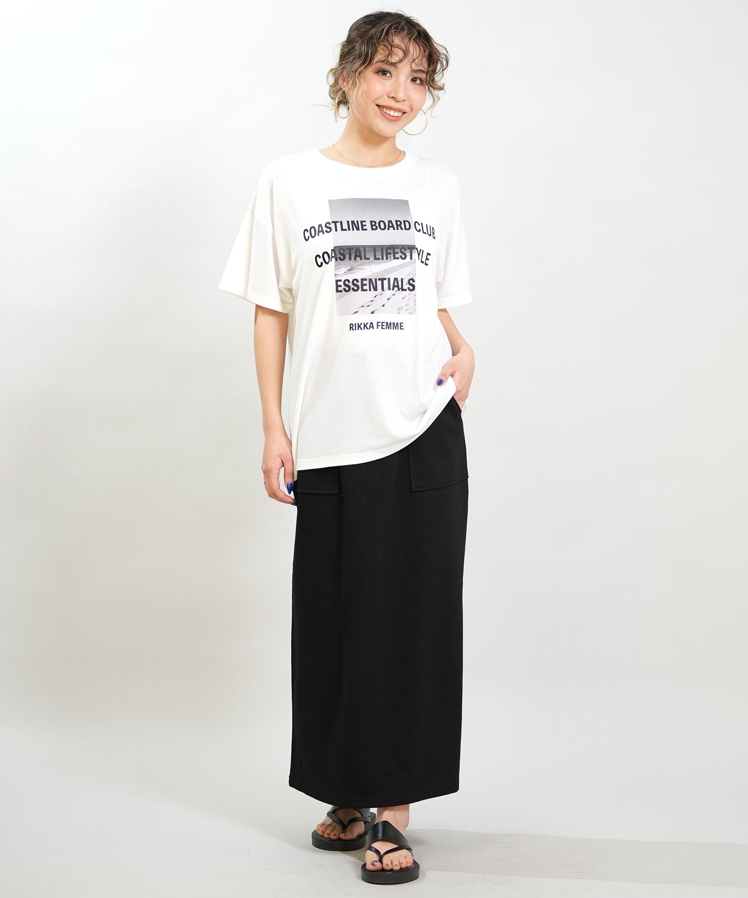 RIKKA FEMME リッカファム スカート レディース Iライン ロング丈 スウェット RF6S-3502(BLK-FREE)