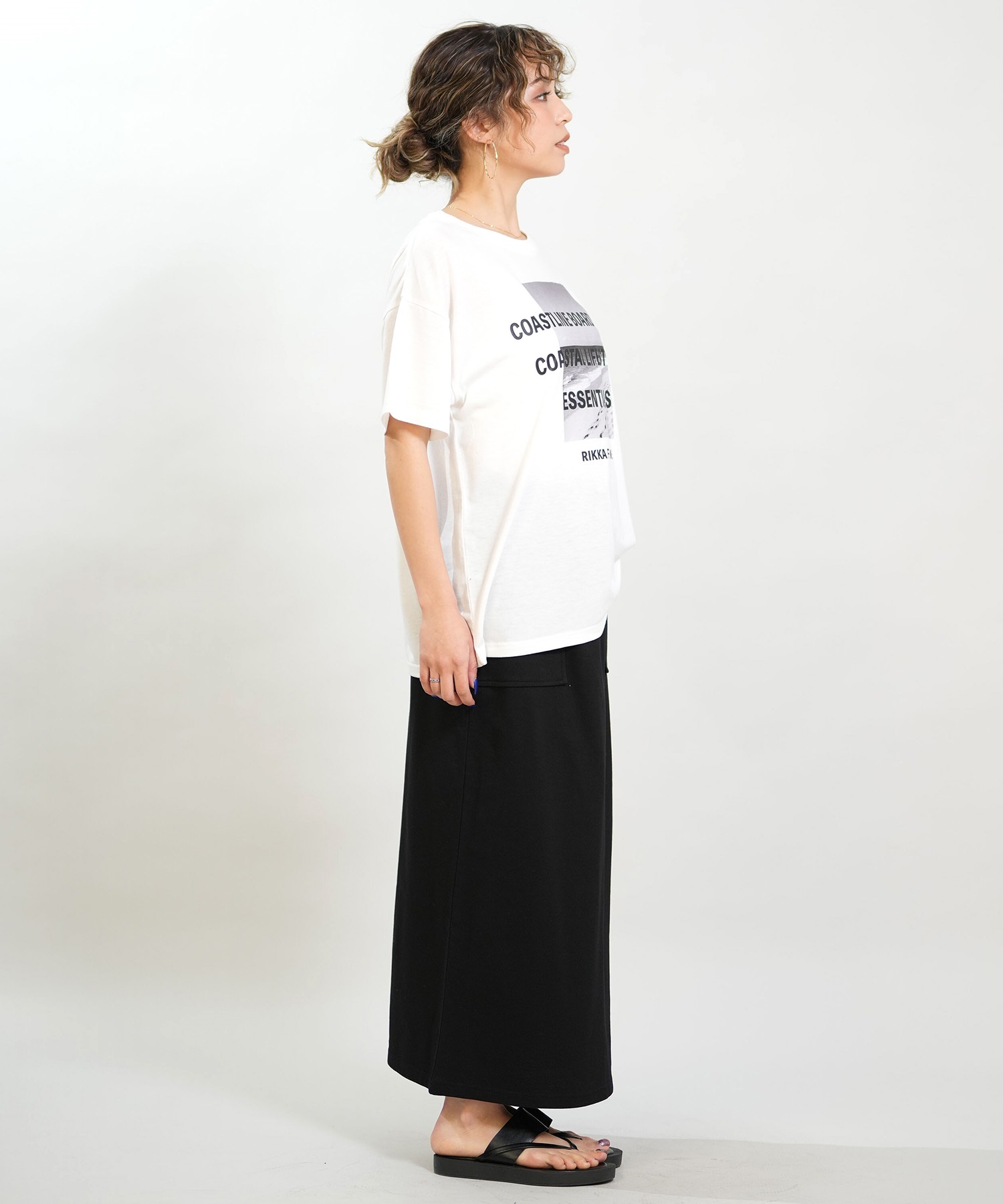 RIKKA FEMME リッカファム スカート レディース Iライン ロング丈 スウェット RF6S-3502(BLK-FREE)