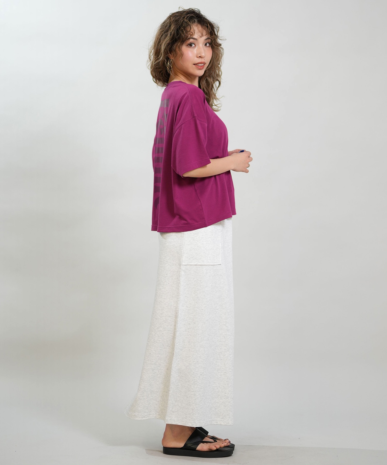 RIKKA FEMME リッカファム スカート レディース Iライン ロング丈 スウェット RF6S-3502(BLK-FREE)