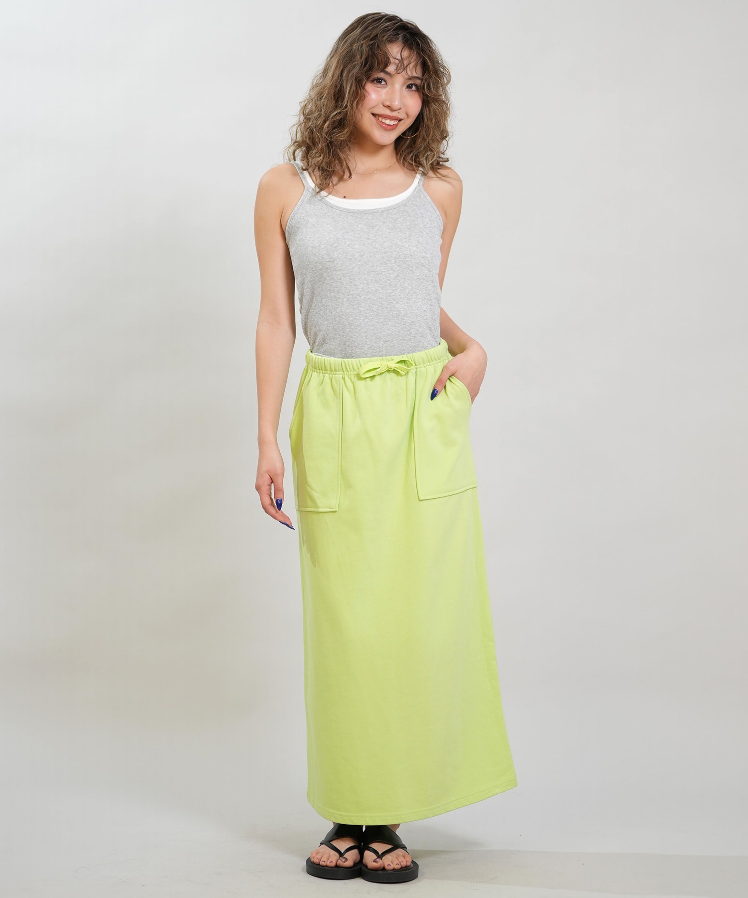 RIKKA FEMME リッカファム スカート レディース Iライン ロング丈 スウェット RF6S-3502(BLK-FREE)