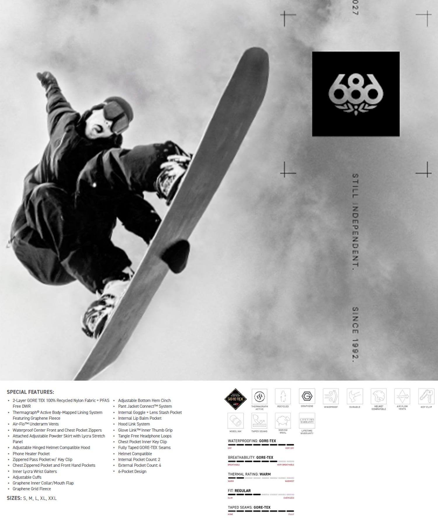 686 シックスエイトシックス ゴアテックス サーマグラフ ジャケット M5WN159 スノーボード ウェア 定番 人気 メンズ 26-27 早期購入/店頭受取対象外 A30(ALBL-S)