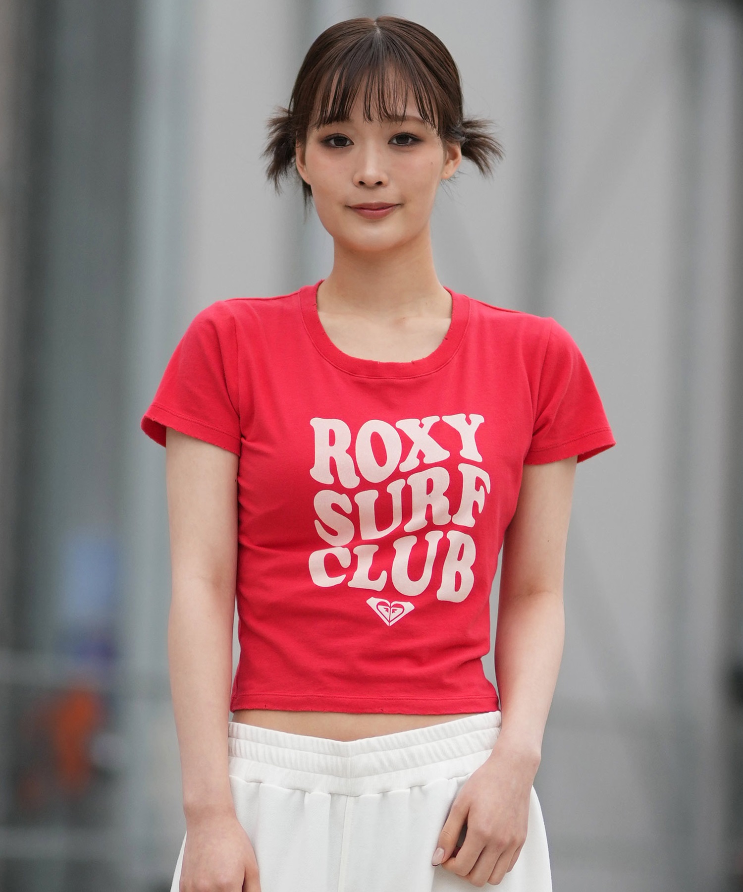 ROXY ロキシー 半袖 Tシャツ レディース チビT 丈短め クロップド丈 RST261086(WHT-M)