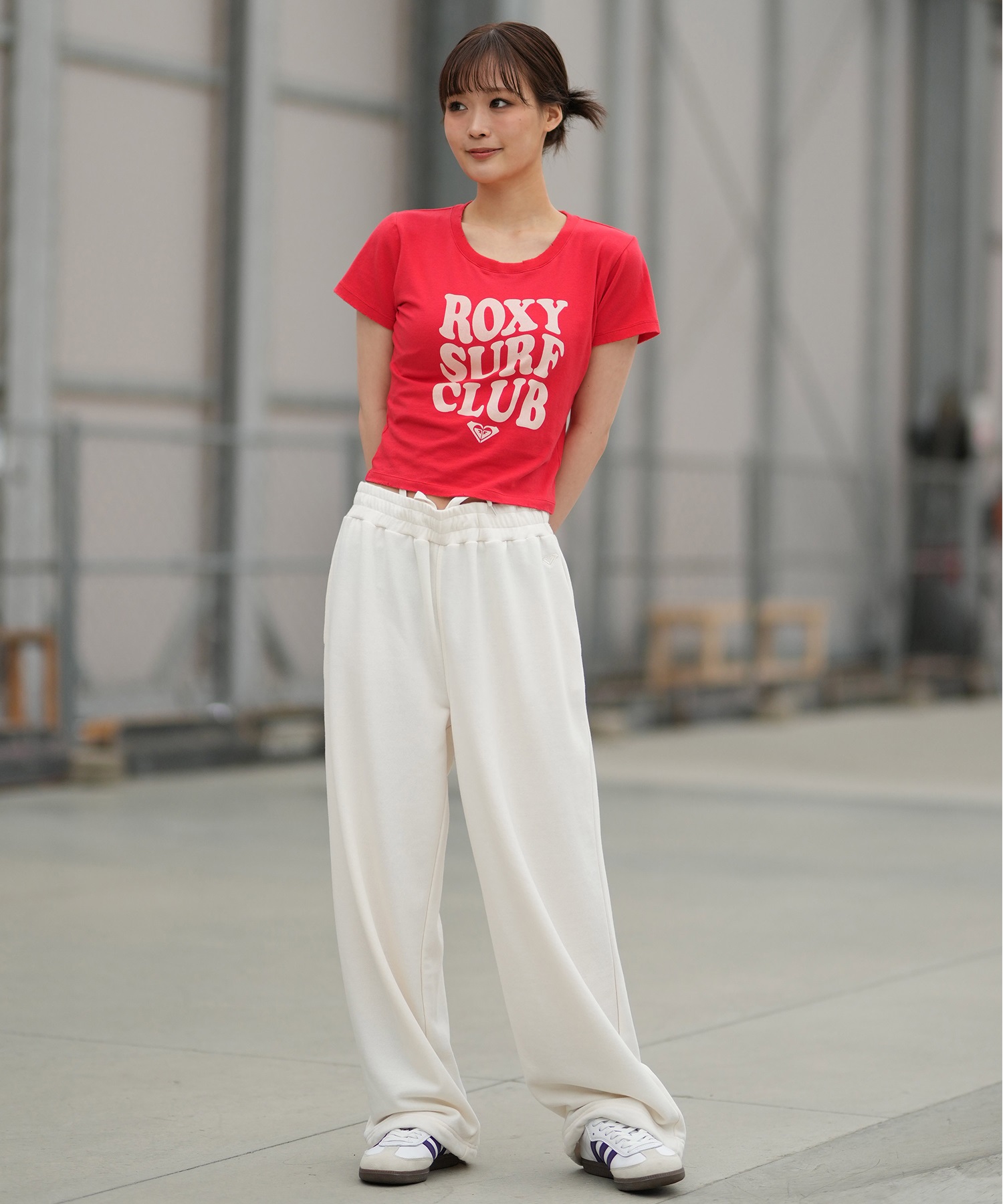 ROXY ロキシー 半袖 Tシャツ レディース チビT 丈短め クロップド丈 RST261086(WHT-M)
