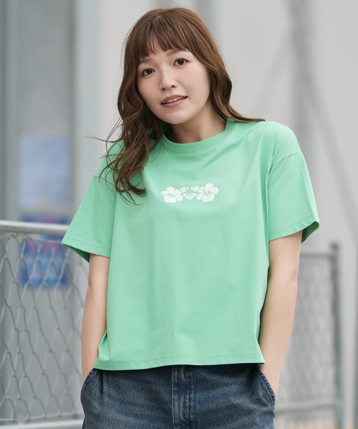 ROXY ロキシー 半袖 Tシャツ レディース WATER SUN AND SURF T RST261642M ムラサキスポーツ限定(GRN-M)