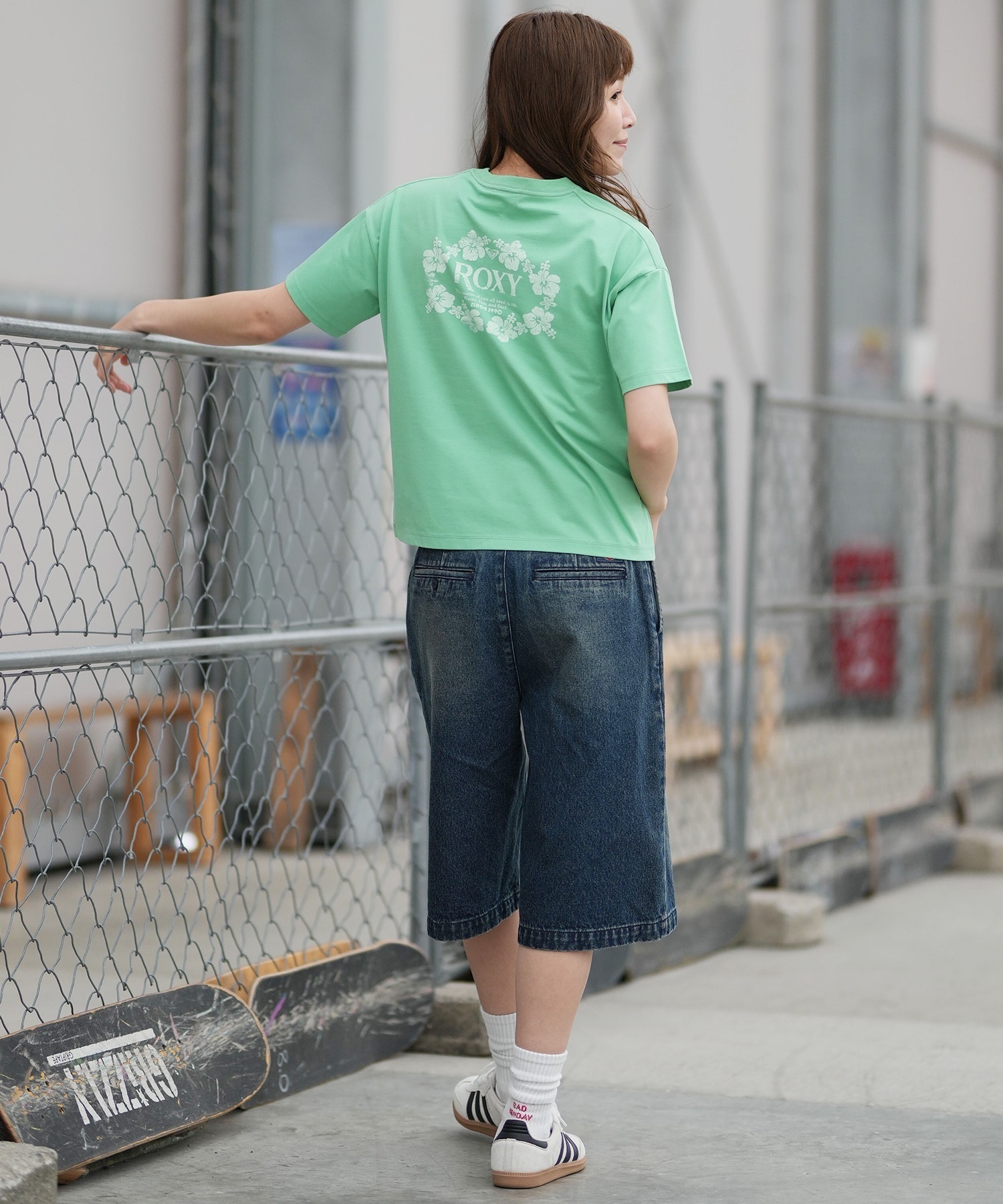 ROXY ロキシー 半袖 Tシャツ レディース WATER SUN AND SURF T RST261642M ムラサキスポーツ限定(GRN-M)