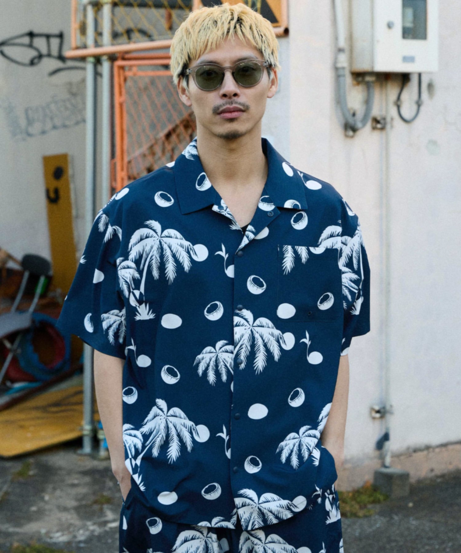 DEAR LAUREL ディアローレル 半袖 シャツ メンズ 水陸両用 VACATION SHIRT DL26S-2403(BLK-M)
