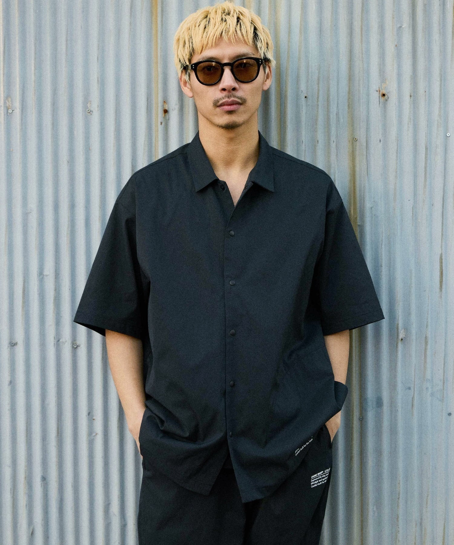 DEAR LAUREL ディアローレル 半袖 シャツ メンズ セットアップ対応 SHORE TECH SS SHIRT DL26S-2402(BLK-M)