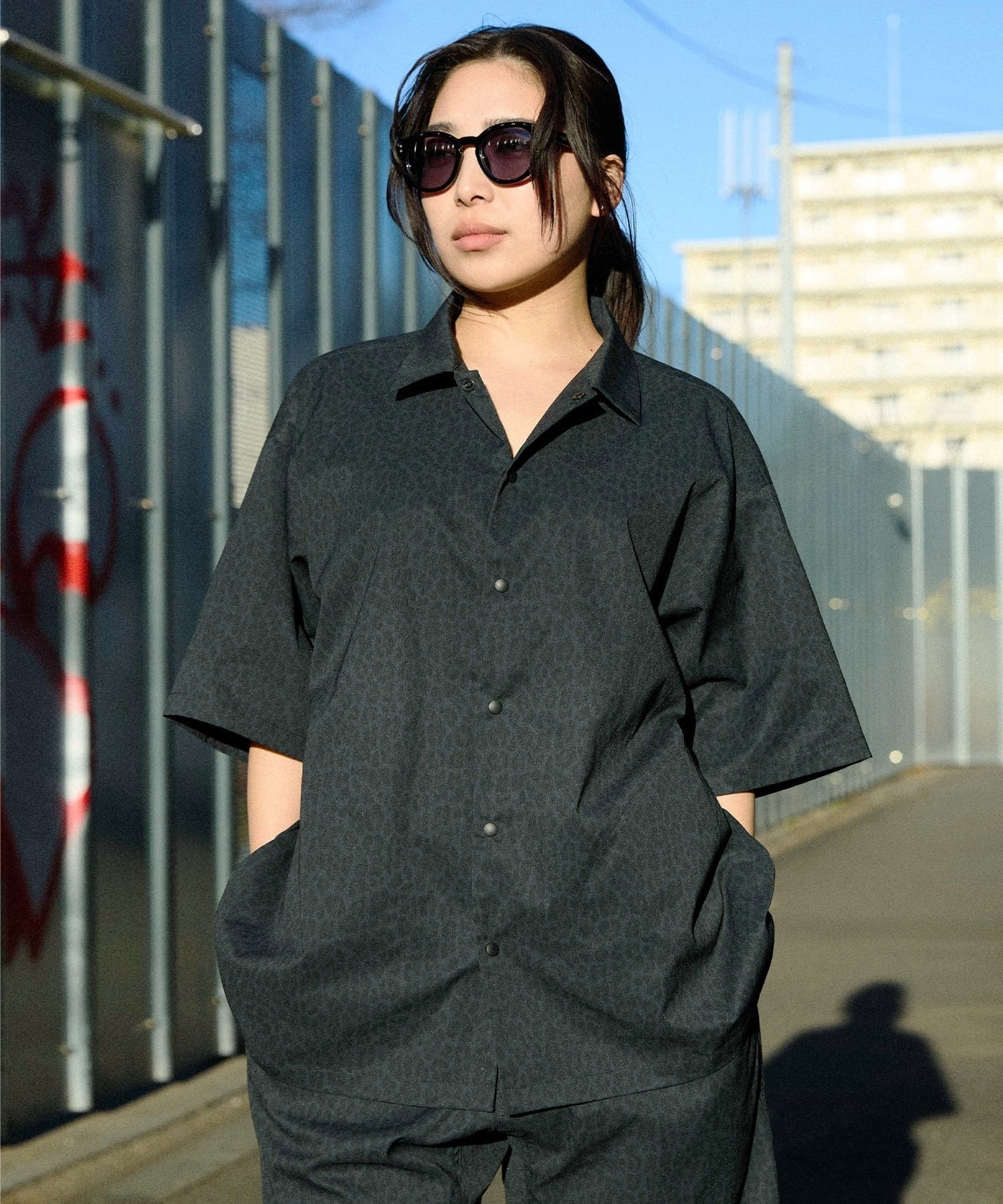 DEAR LAUREL ディアローレル 半袖 シャツ メンズ セットアップ対応 SHORE TECH SS SHIRT DL26S-2402(BLK-M)
