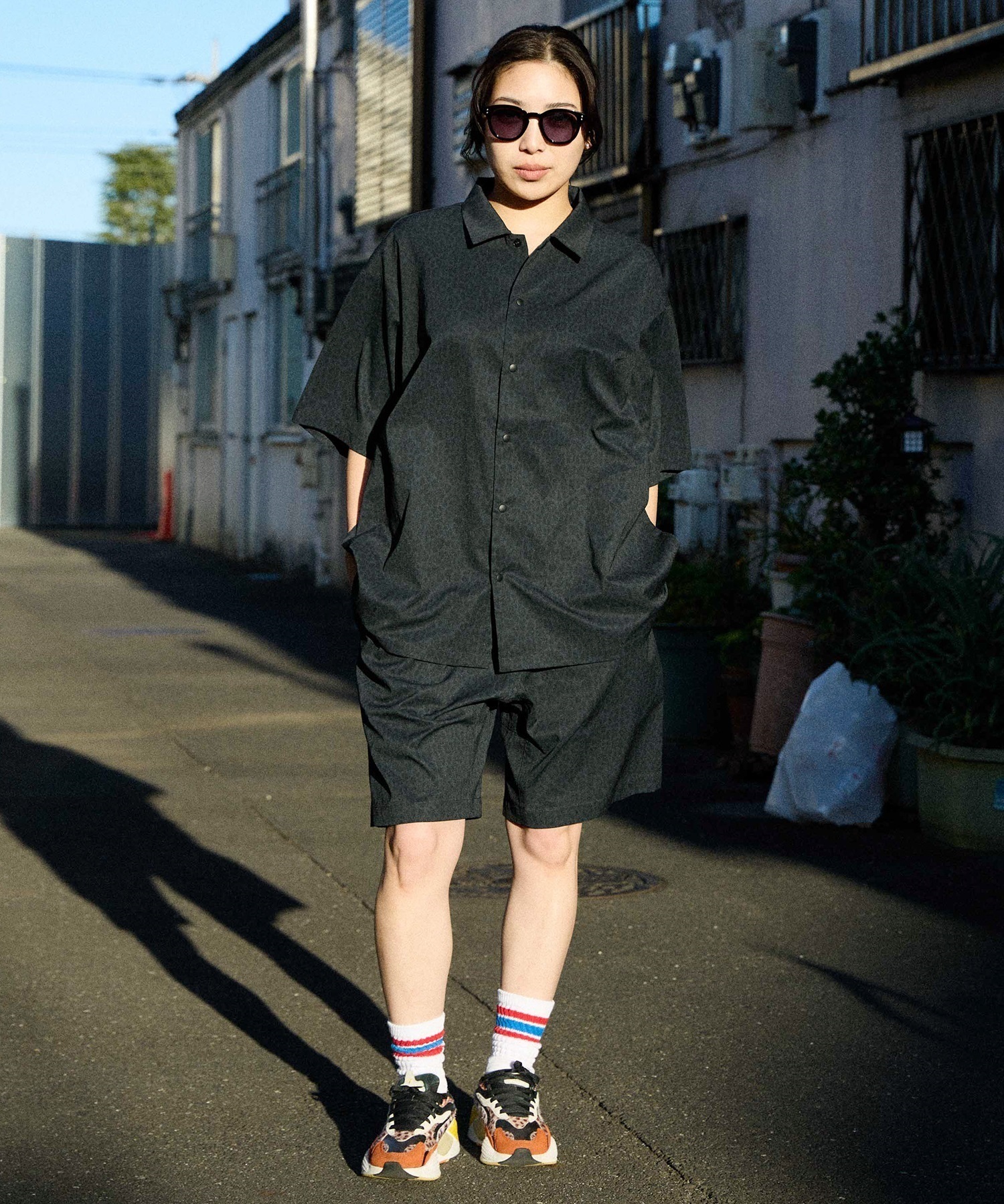 DEAR LAUREL ディアローレル 半袖 シャツ メンズ セットアップ対応 SHORE TECH SS SHIRT DL26S-2402(BLK-M)
