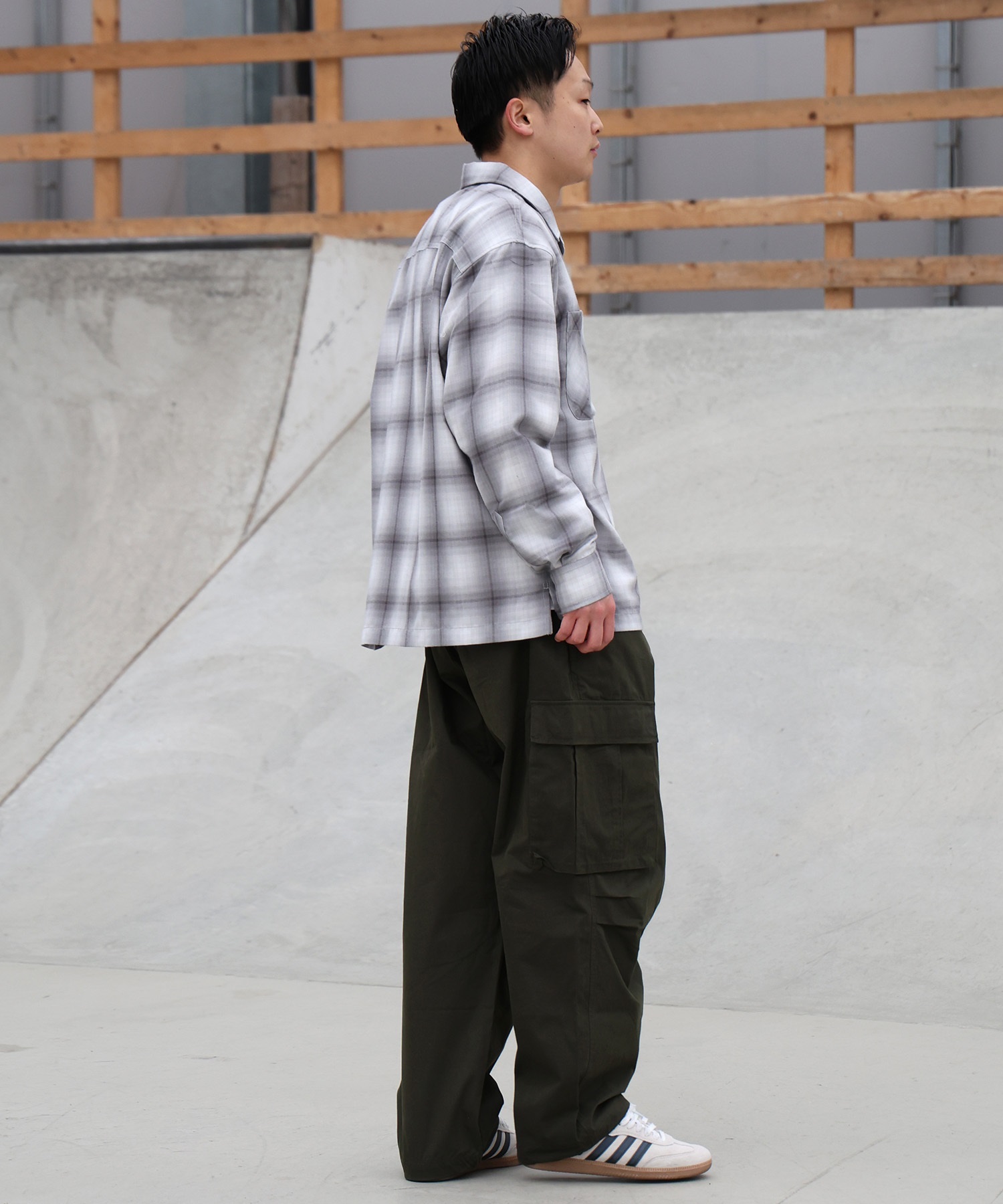 DEAR LAUREL ディアローレル 長袖 シャツ メンズ オンブレチェック 吸水速乾 DL26S-2601(BLK-M)